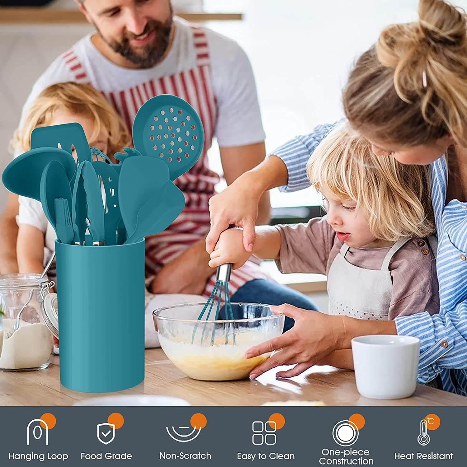 High-Precision 15-Piece Kitchen Utensils Set, Silicone Cooking Utensils with Holder, Non-stick Cookware Friendly & Heat Resistant - ... - Multi-Purpose Hand Tool for Daily Meal Prep Detail