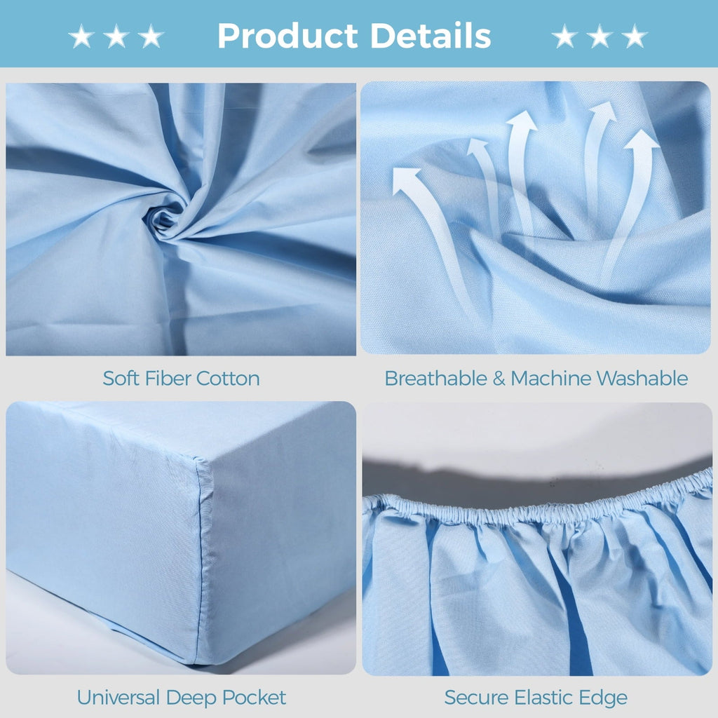 Wrinkle-Resistant 6 Pcs Hospital Bed Sheets Set, Includes 2 Fitted Sheet 84x36x14", 2 Flat Sheets 104x59", 2 Pillowcases 19x29", Soft B... - Luxury Bed Sheet Set with Deep Pockets Detail