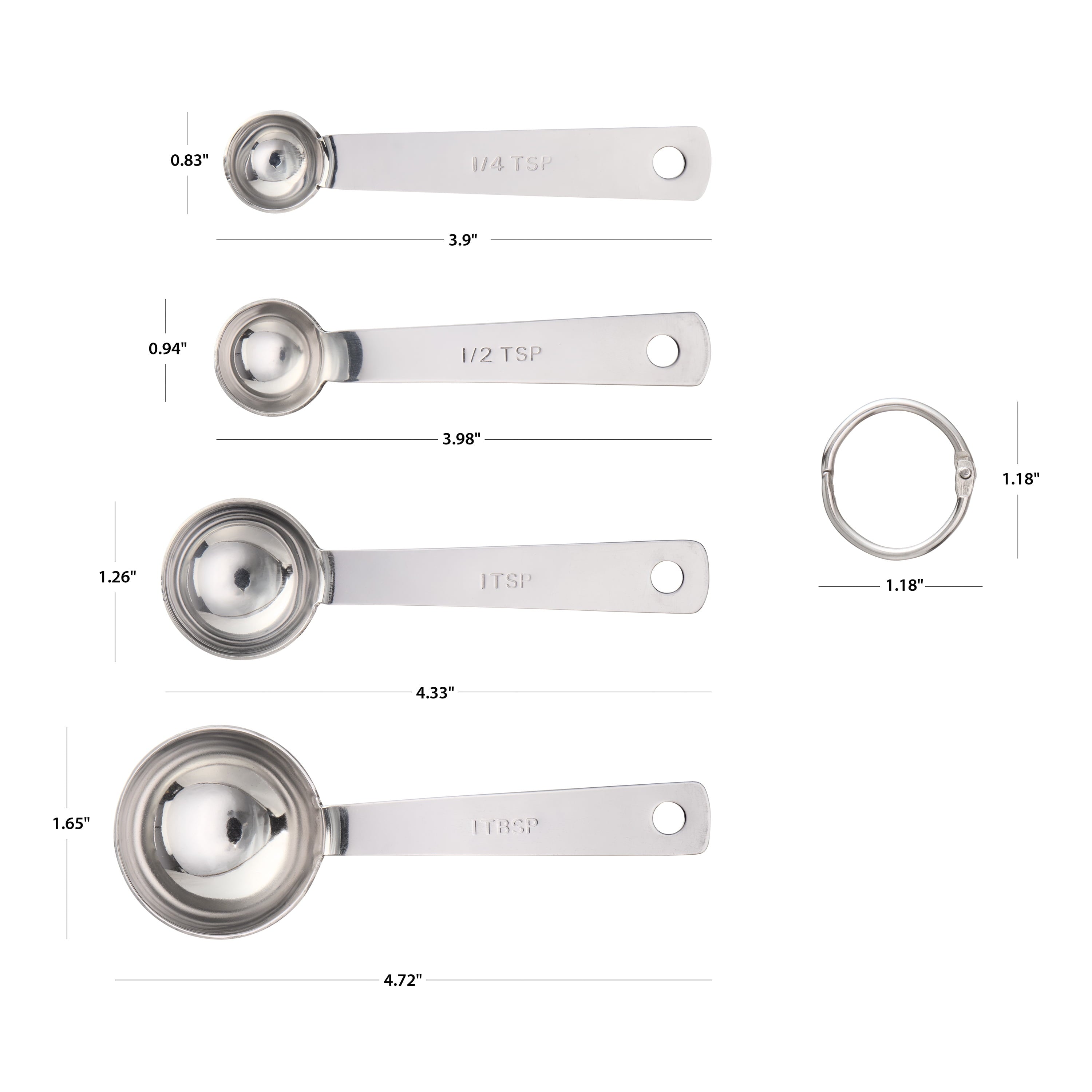 Innovative Kitchen Stainless Steel 4-Piece Nesting Measuring Spoons Set, Stainless Steel Finish - Multi-Functional Manual Food Chopper & Slicer Detail
