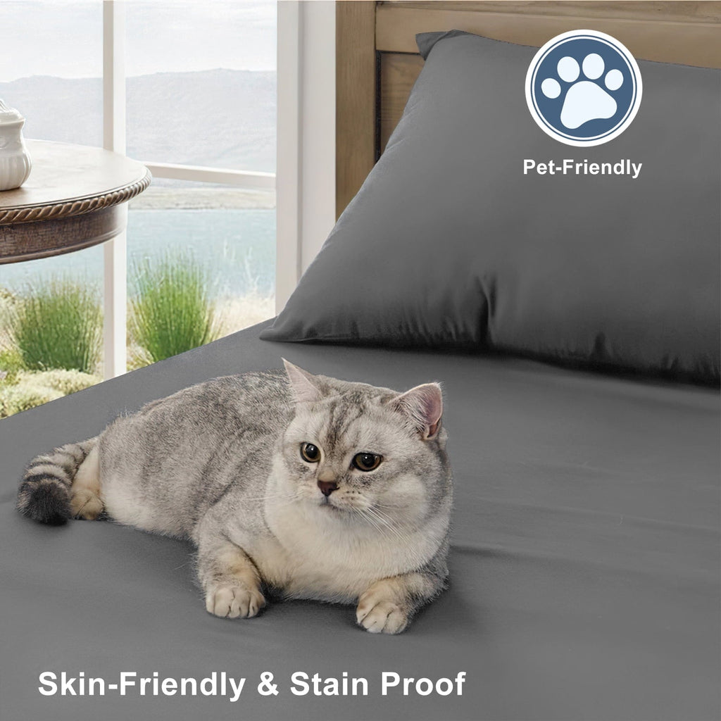 Ultra-Soft Size, Microfiber Cooling , Breathable & Hypoallergenic 4 Pieces Luxury Soft Sheet Set, Mattress Fitted up... - Luxury Bed Sheet Set with Deep Pockets Detail
