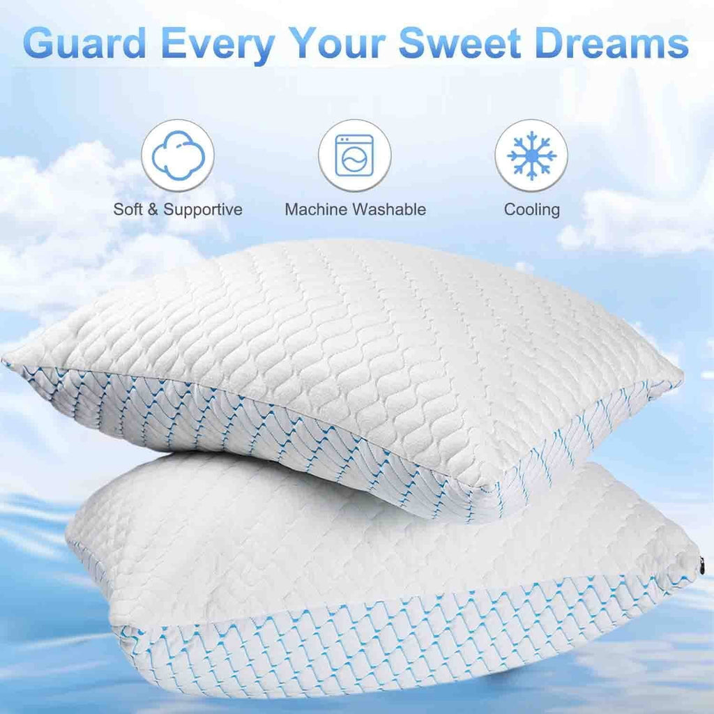 Orthopedic Support Pillows for Sleeping (2-Pack), Luxury Hotel Pillows Queen Size Set of 2,Bed Pillows for Side and Back Sleeper (Queen) - Ergonomic Memory Foam Pillow for Neck Pain Support Detail