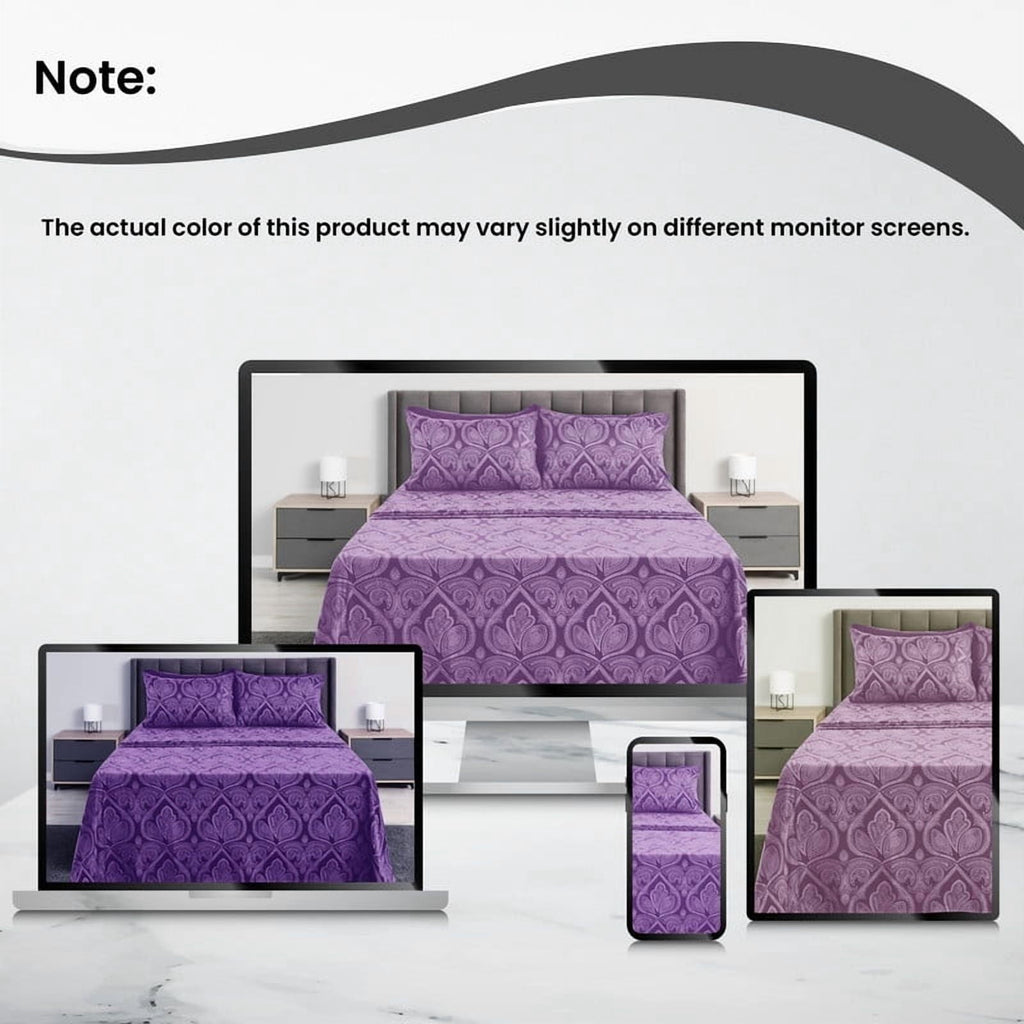 Breathable Luxury Paisley Printed Queen Bed Sheets Set, Microfiber 6 Piece Bedding Set - Purple - Premium Ultra-Soft Pillowcase Pair for Sleeping Detail