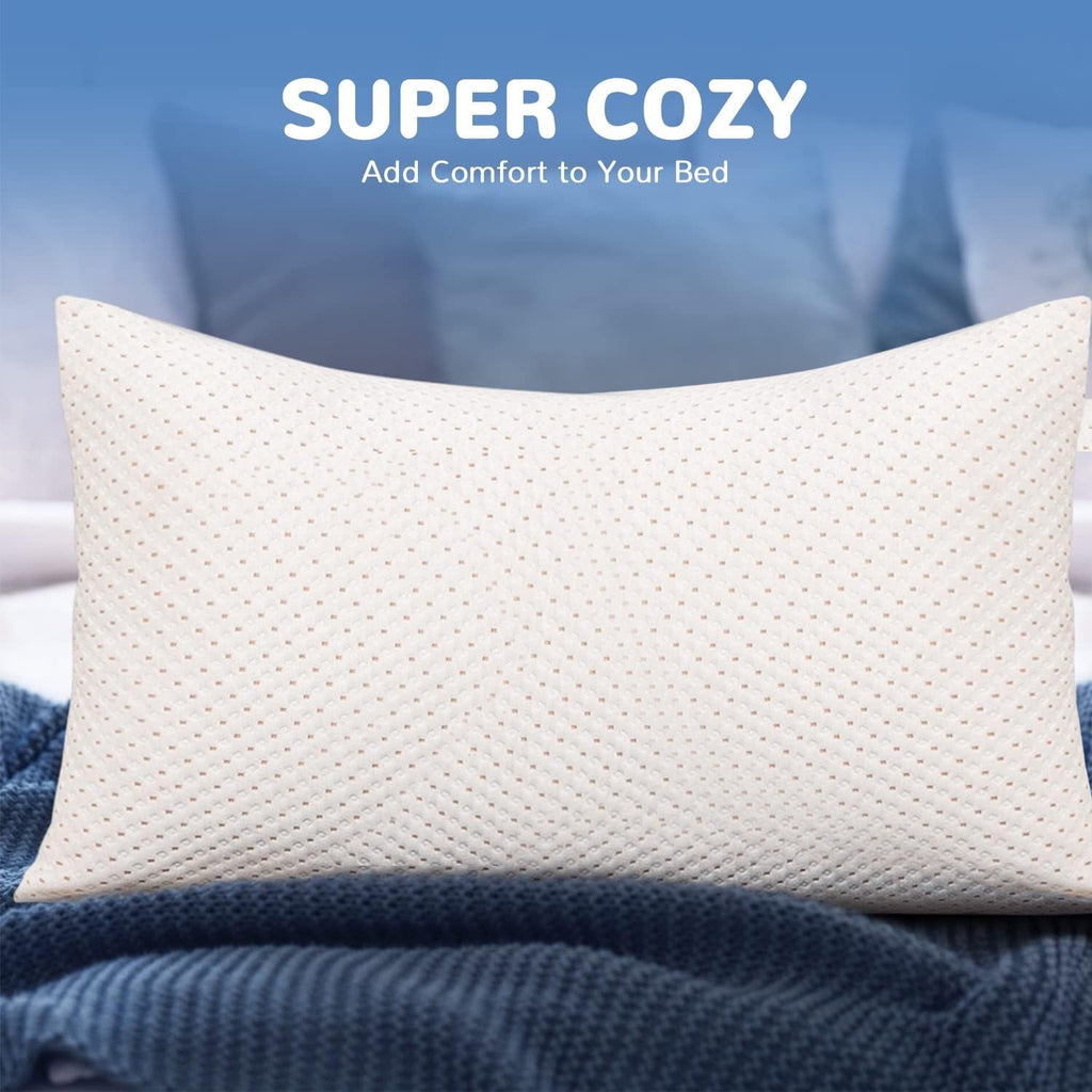 Ergonomic Memory Foam Cooling Bed Pillows for Sleeping, King Size Pillow Set of 2, 3D Shredded Memory Foam with Zippered Cooling Covers - Ergonomic Memory Foam Pillow for Neck Pain Support Detail