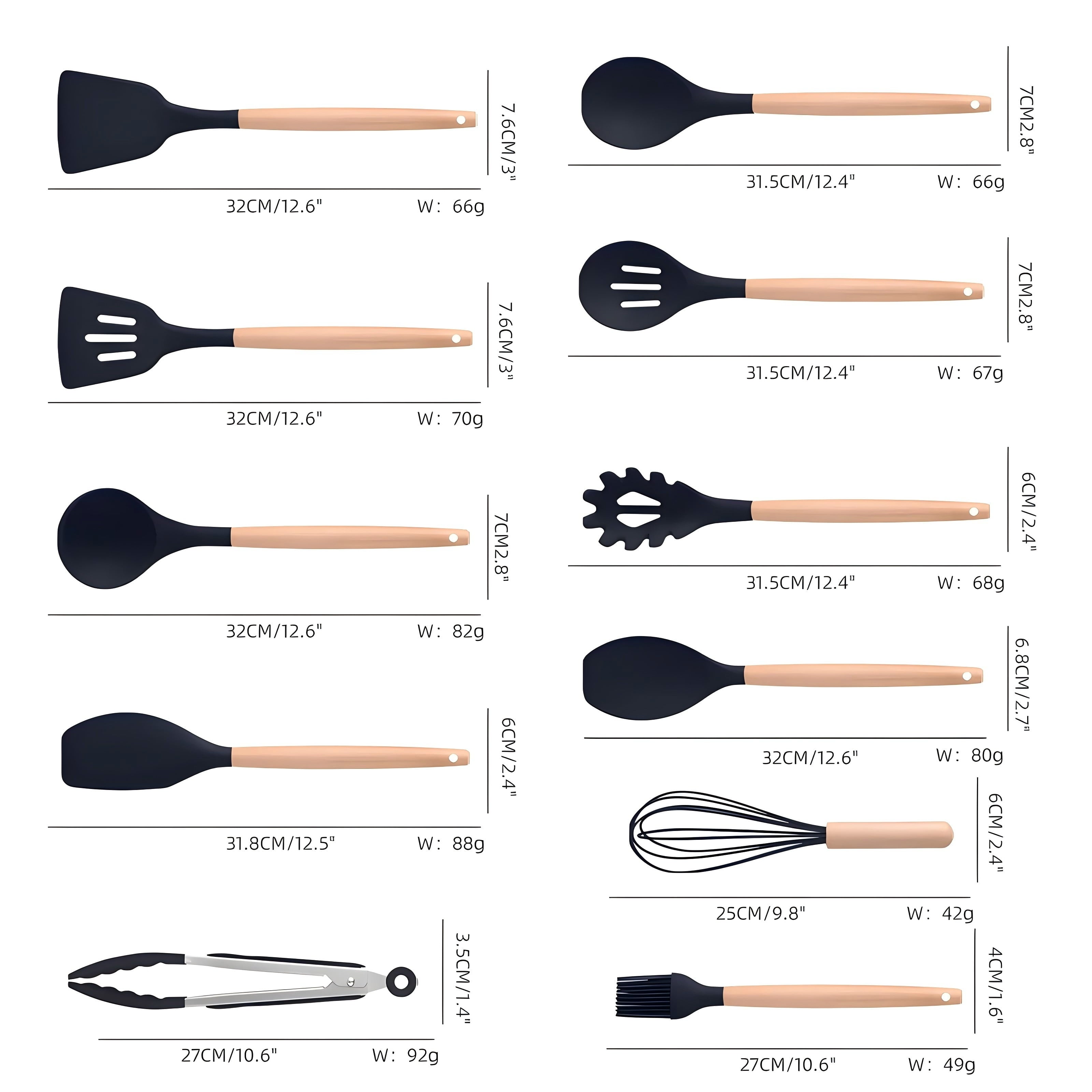 Heavy Duty Kitchen Utensils Set- 19 Pcs Silicone Cooking Utensils Set for Nonstick Cookware-Silicone Spatulas Set, Kitchen Gadge... - High-Precision Culinary Tool for Baking & Cooking Detail
