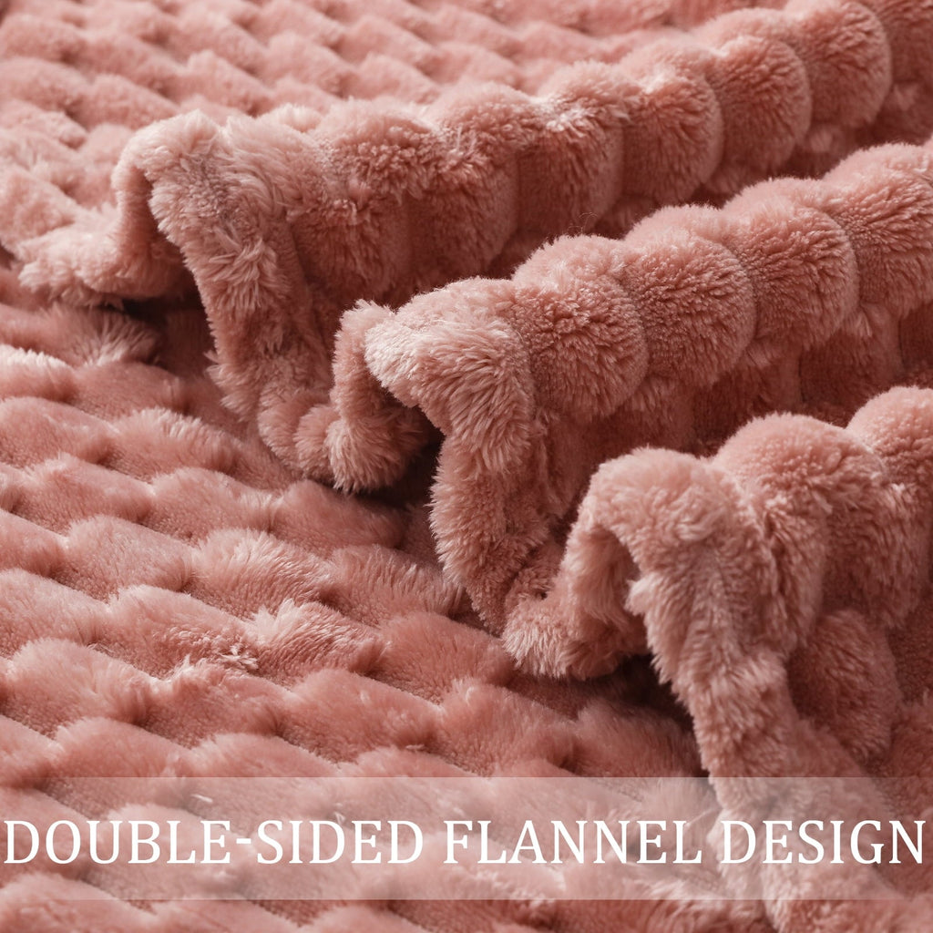 Lightweight Warm Large Soft Fleece Throw Blanket, 50"x70" Stylish Jacquard Throw Blanket for Couch, Cozy, Warm, Lightweight Dusty Pink... - Lightweight Plush Warm Blanket for All Seasons Detail