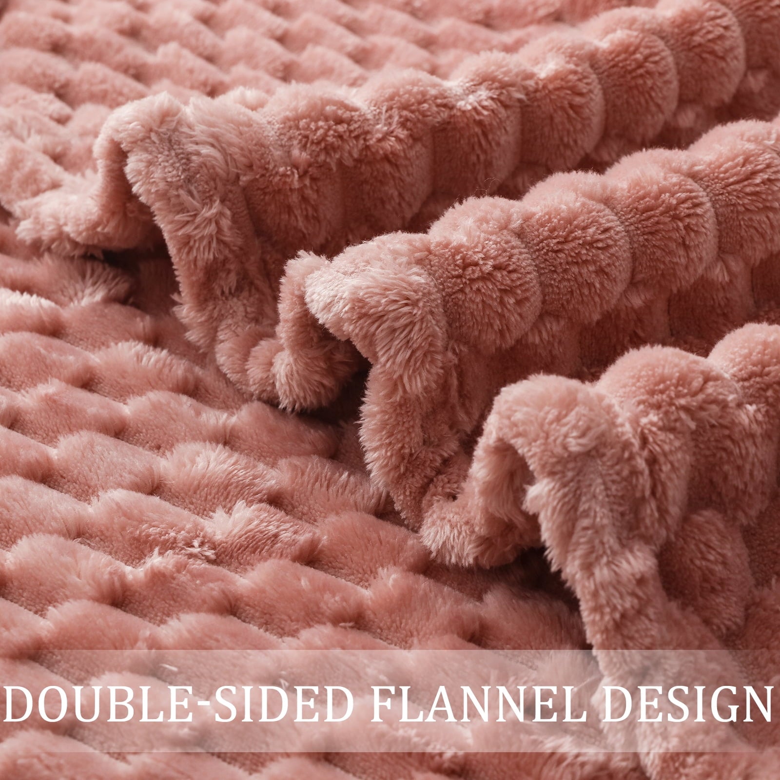 Lightweight Warm Large Soft Fleece Throw Blanket, 50"x70" Stylish Jacquard Throw Blanket for Couch, Cozy, Warm, Lightweight Dusty Pink... - Lightweight Plush Warm Blanket for All Seasons Detail