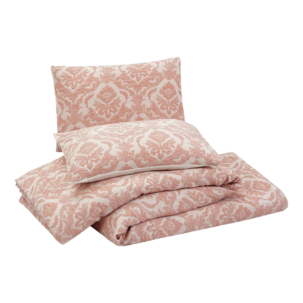 All-Season Woven Damask 2-Piece Comforter Set, Blush, Full Queen, All Ages - Cloud-Like Soft Lightweight Bed Comforter Detail