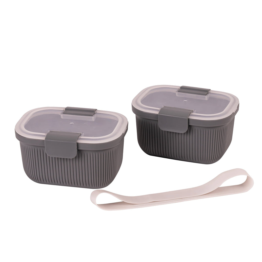 Playful Geometric Plastic Food Storage Bento Snack Container, Rectangle, Grey, 19oz Capacity, Made for Portable Food Storage - Squishy Dohnut Sweet Treat Shaped Stress Toy Detail
