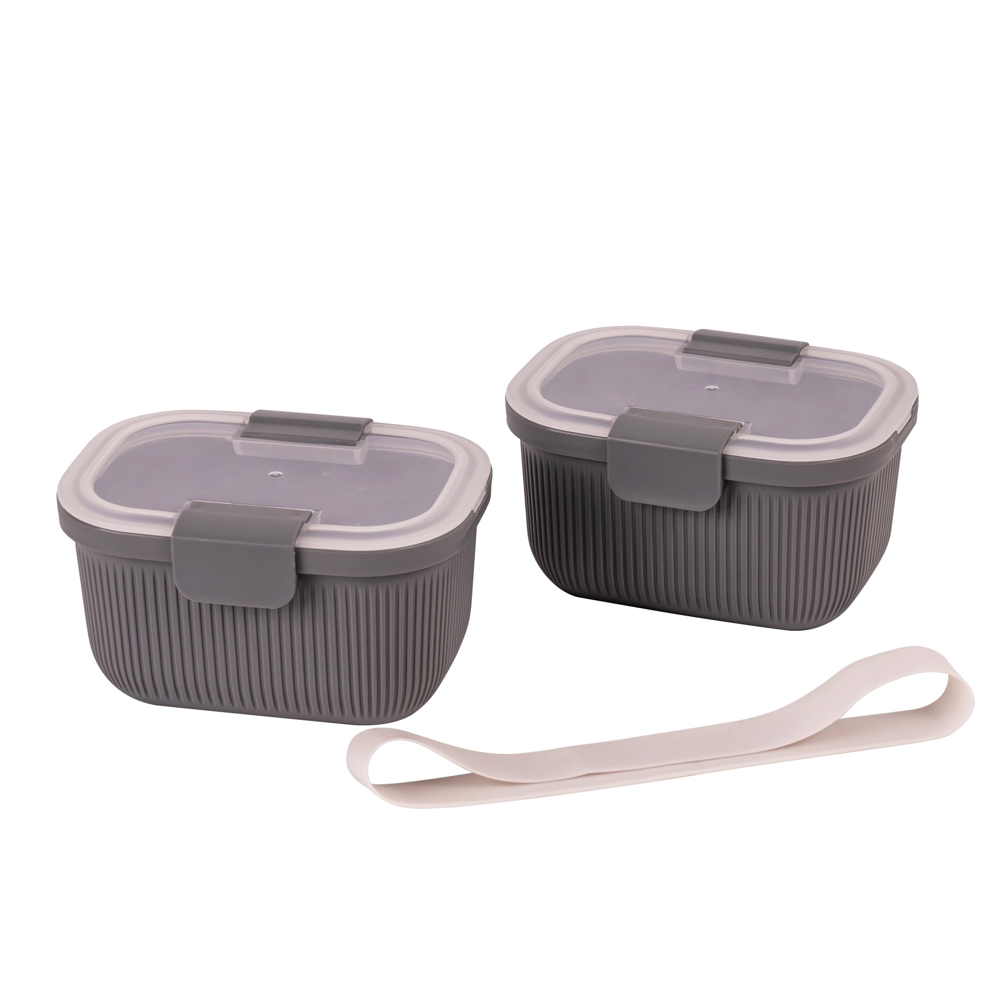 Playful Geometric Plastic Food Storage Bento Snack Container, Rectangle, Grey, 19oz Capacity, Made for Portable Food Storage - Squishy Dohnut Sweet Treat Shaped Stress Toy Detail