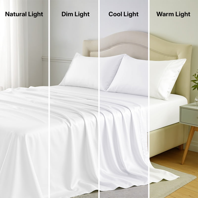 Wrinkle-Resistant Lux Decor 100% Organic Viscose - 4 Piece Ultra-Soft Luxury Cooling Bed Sheets, 16" Deep Pocket, Breathable & Hypoalle... - Breathable Egyptian Cotton Flat & Fitted Sheets Detail