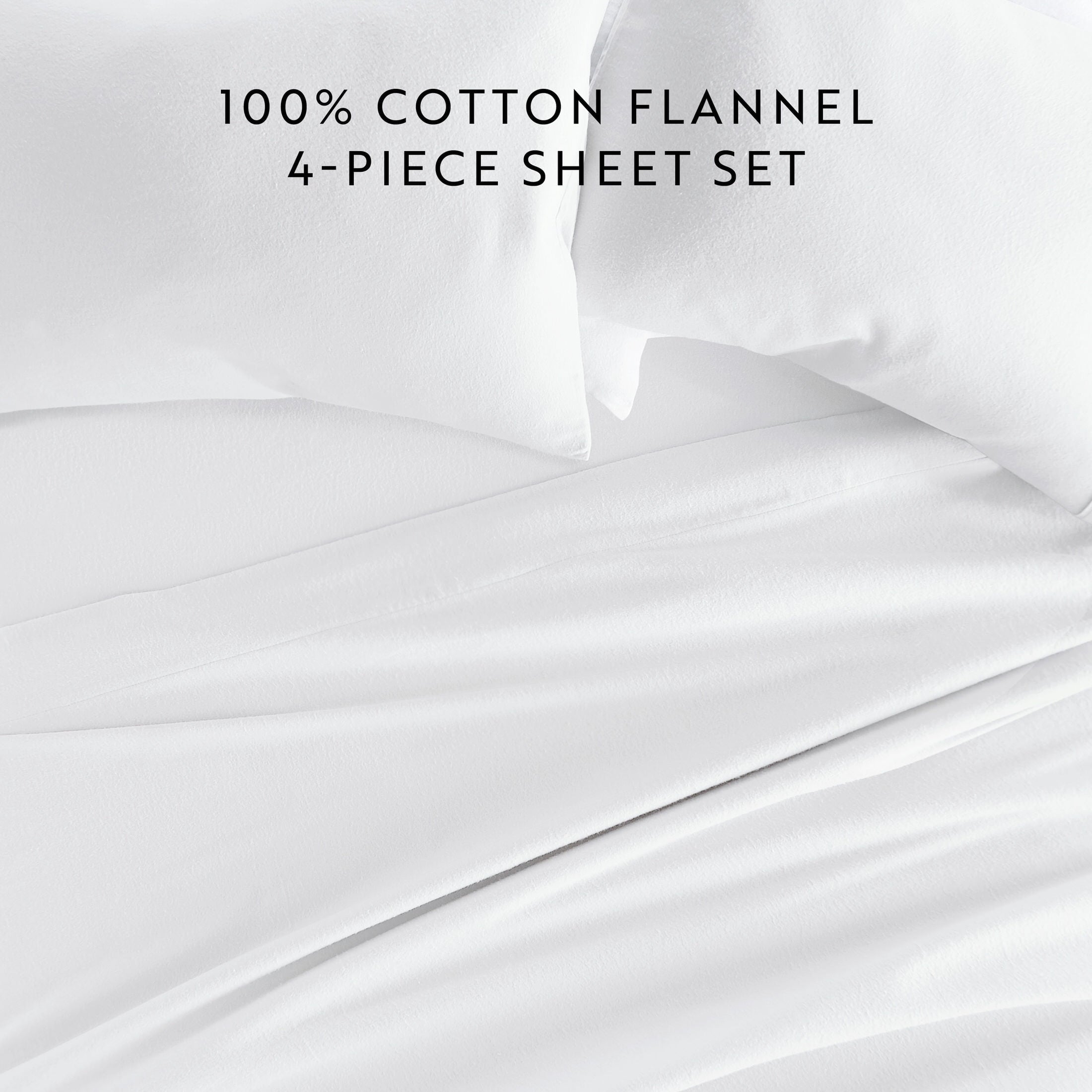 Ultra-Soft 100% Cotton Flannel Bed Sheets Set for Full Size Bedding in White - Cooling Hotel Quality Bedding Sheets and Pillowcases Detail