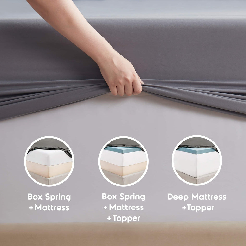 Breathable Luxury Queen Sheets Set, 1800 Series Extra Deep Pocket Sheets Queen Soft Microfiber Bed Sheets, 4 Piece Queen Sheet sets - Luxury Bed Sheet Set with Deep Pockets Detail