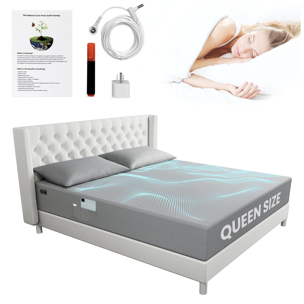 Premium Egyptian Cotton Grounding Sheets Queen Size 90% Organic Cotton + 10% Pure Silver Fitted Bed Sheet Gray Fiber Grounding Sheet Earth Ce... - Premium Ultra-Soft Pillowcase Pair for Sleeping Detail