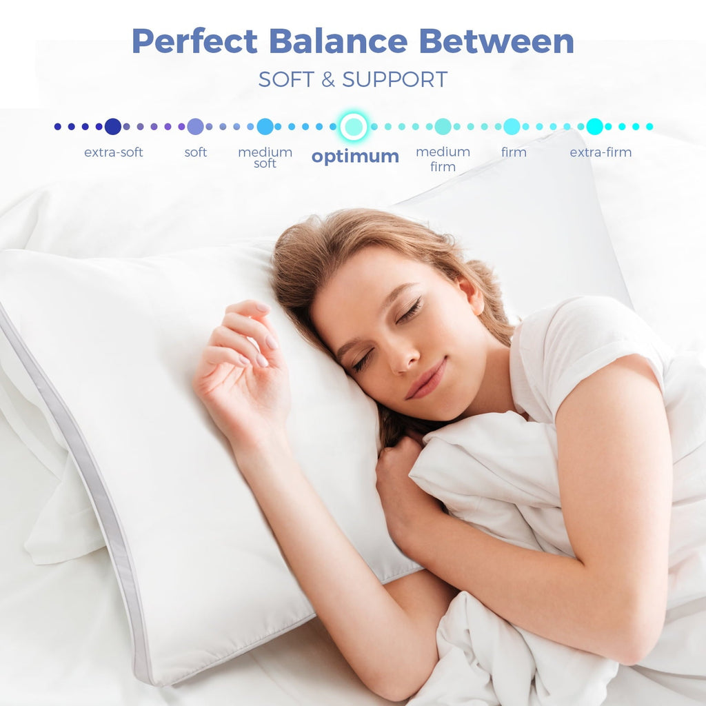 Decorative Plump Bed Pillows King Size Set of 2, Luxury Hotel Quality,Fluffy and Supportive Gusseted Bed Pillows for Side, Back, or St... - Hotel Quality Plush Sleeping Pillows Detail