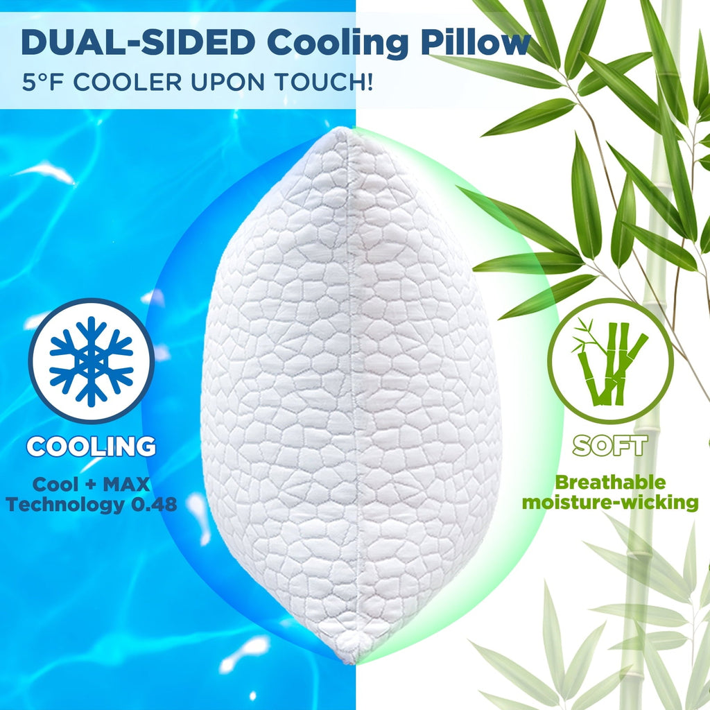 Ergonomic Memory Foam Cooling Bed Pillows Queen Size Set of 2, Shredded Memory Foam Pillows for Sleeping 2 Pack, Adjustable Soft Firm Pillo... - Orthopedic Shredded Foam Bed Pillow Set Detail