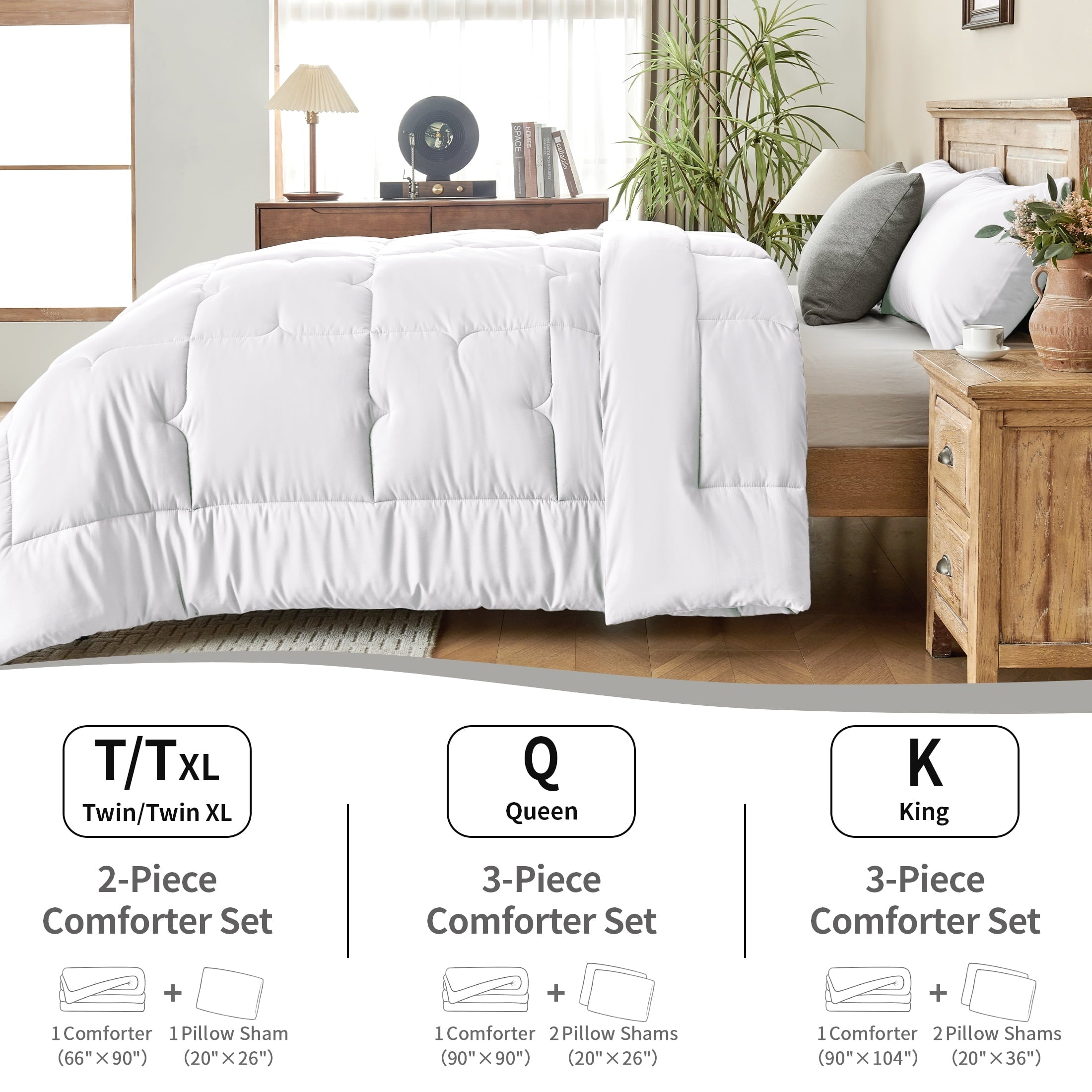 Luxurious Quilted 3-Piece Queen Comforter Set - All-Season Down Alternative Bedding Bundle with 2 Pillow Shams, Premium Soft Bedding Se... - Cloud-Like Soft Lightweight Bed Comforter Detail