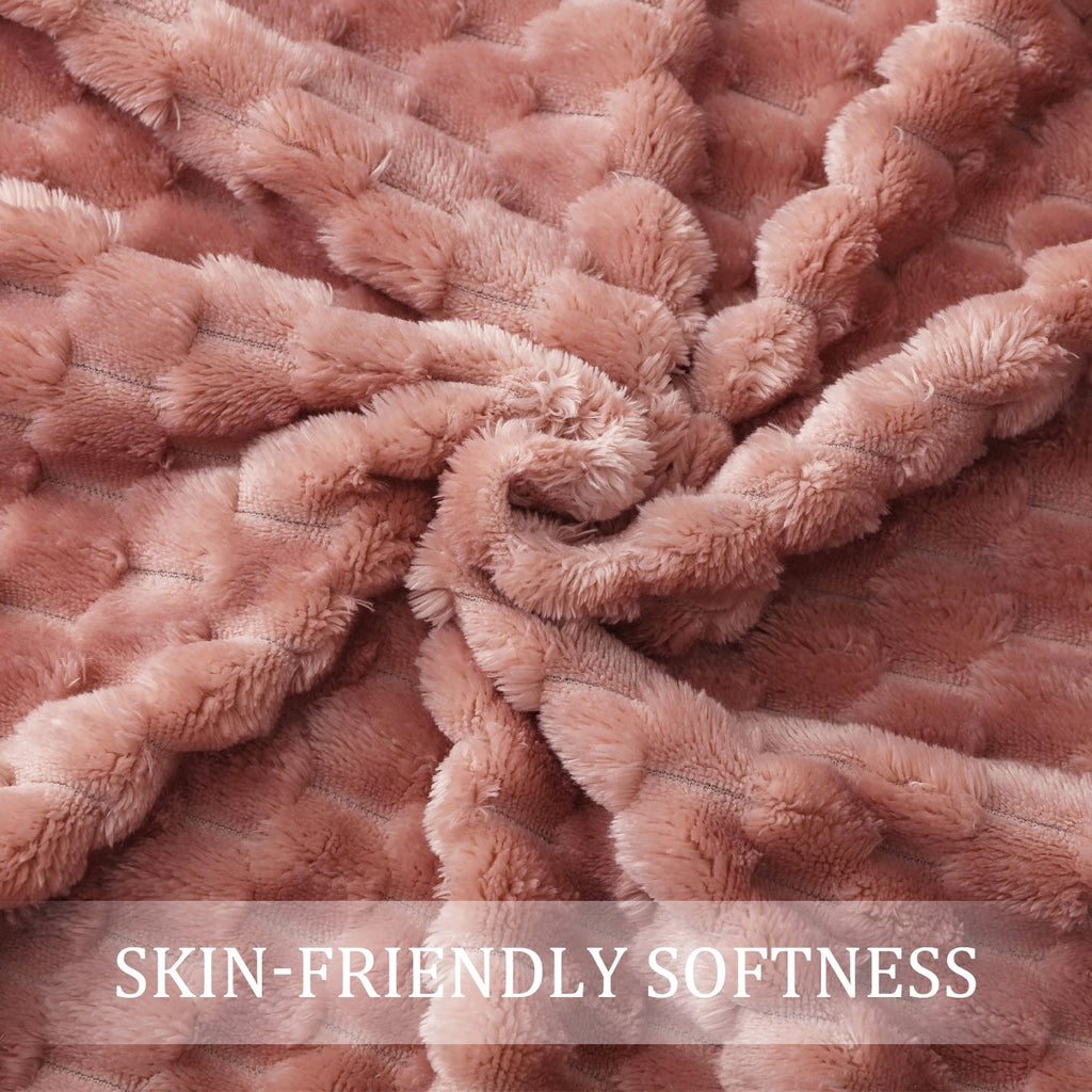 Lightweight Warm Large Soft Fleece Throw Blanket, 50"x70" Stylish Jacquard Throw Blanket for Couch, Cozy, Warm, Lightweight Dusty Pink... - Lightweight Plush Warm Blanket for All Seasons Detail