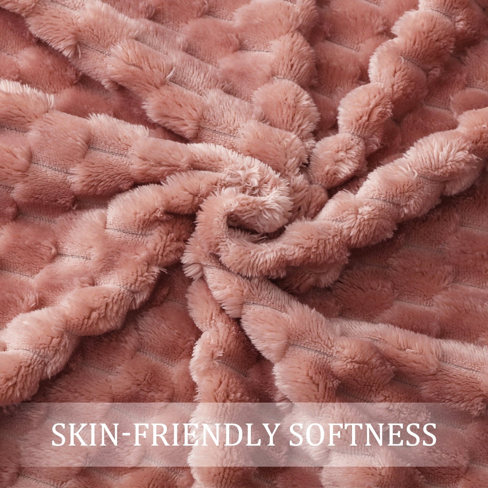 Lightweight Warm Large Soft Fleece Throw Blanket, 50"x70" Stylish Jacquard Throw Blanket for Couch, Cozy, Warm, Lightweight Dusty Pink... - Lightweight Plush Warm Blanket for All Seasons Detail