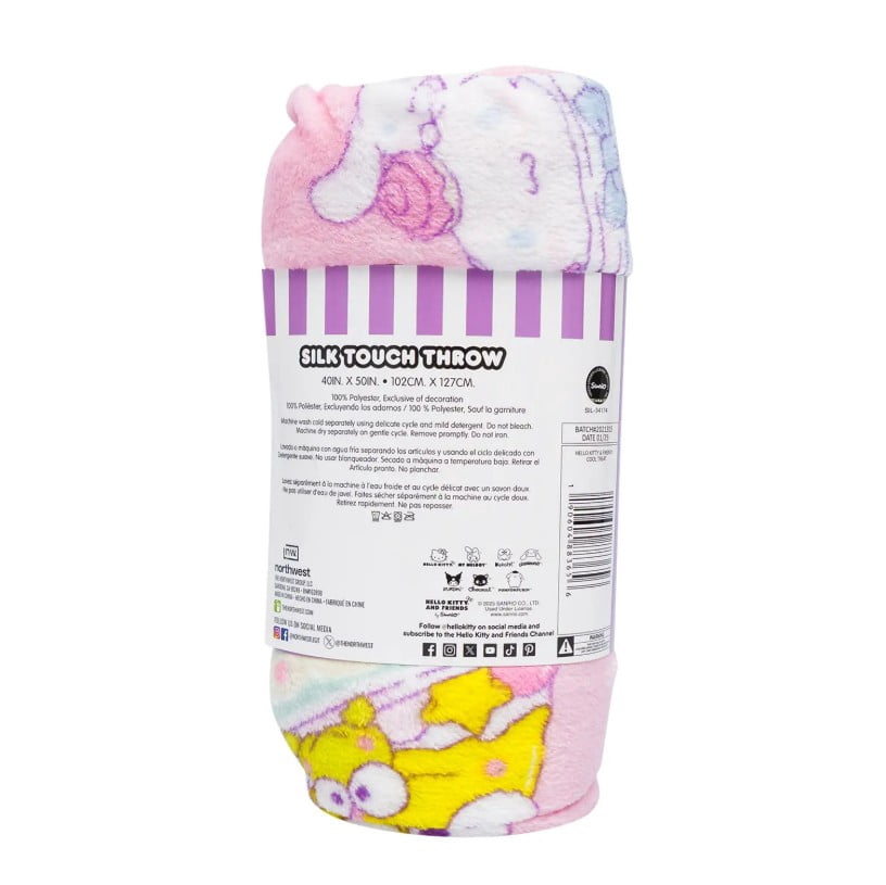 Lightweight Warm Hello Kitty Soft and Friends Silky Fleece Throw 40"x50" Kids Blanket "Cool Treat" - Cozy Fleece Throw Blanket for Couch & Bed Detail