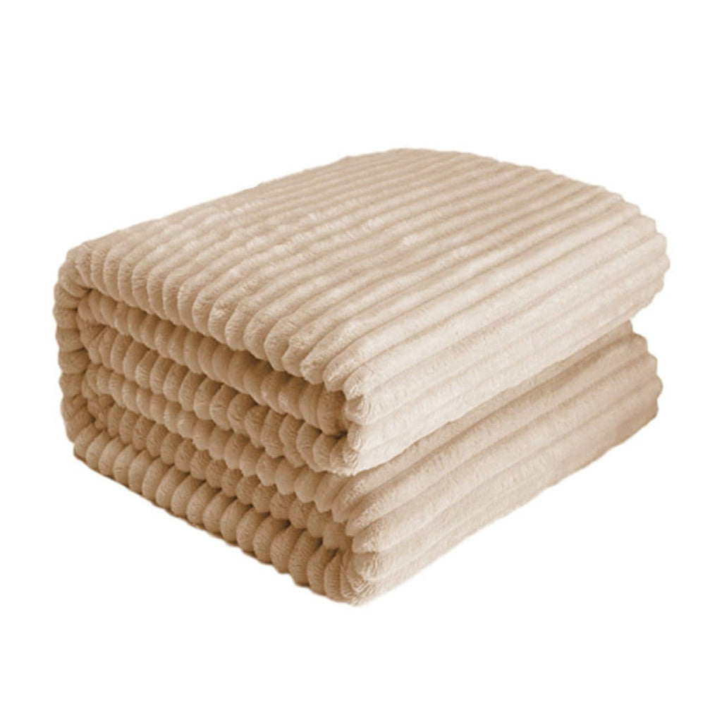 Cozy Fleece Extra Large Throw Blanket for Couch Home Office Hotel 100% Cotton Super Soft Blanket for Adult 47"x70" Khaki - Lightweight Plush Warm Blanket for All Seasons Detail