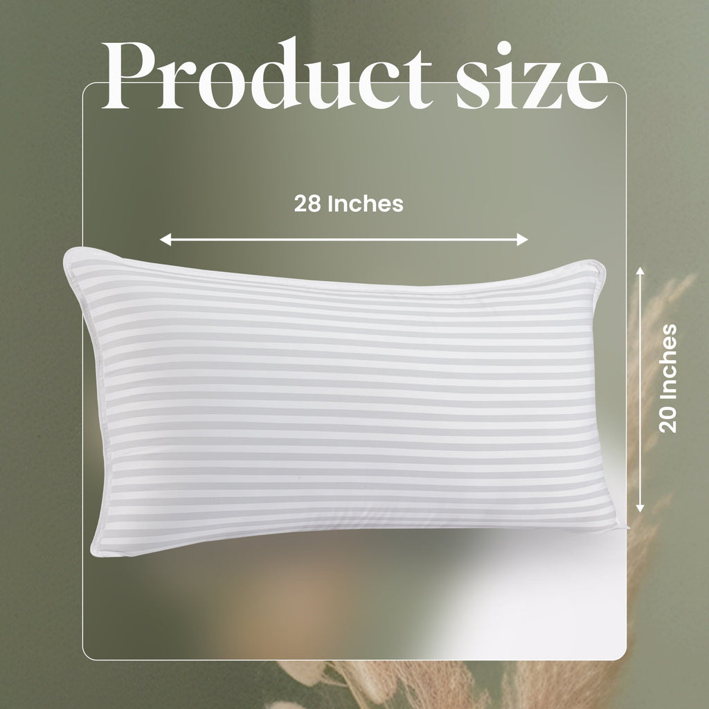 Fluffy Shredded Bed Pillow with White Stripes - Set of 2 - Ultra Cozy & Relaxing For Adults, (Queen, 28"L x 20" W) - Hotel Quality Plush Sleeping Pillows Detail