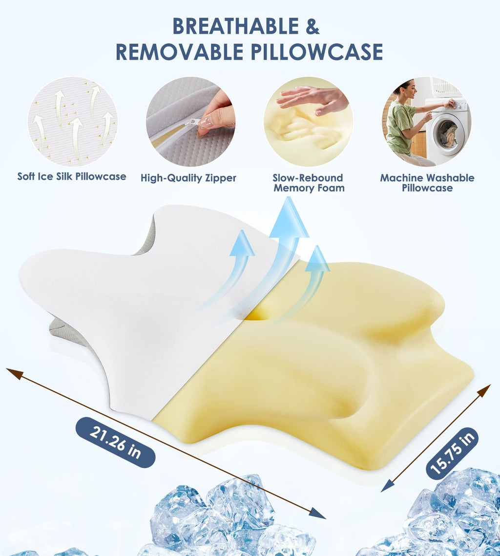 Decorative Plump Cervical Pillow for Neck Pain Relief, Contour Memory Foam Pillows, Odorless Ergonomic Neck Pillow Adjustable Orthoped... - Decorative Throw Pillow Cushion for Sofa & Bed Detail