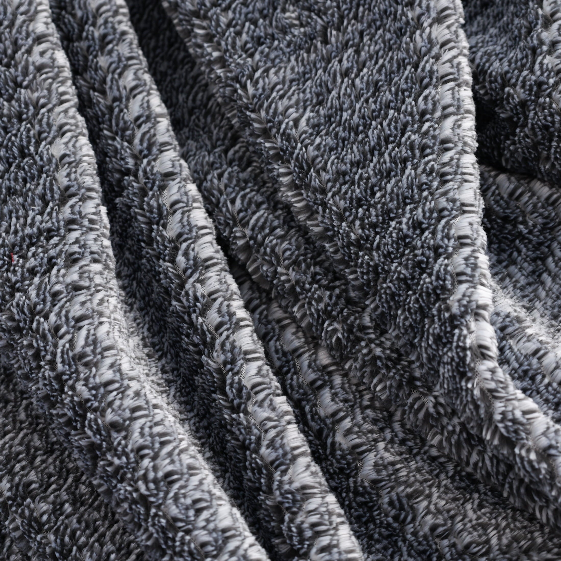 Cozy Fleece Plush Textured Heathered Soft Oversized Throw Blanket, Gray - Lightweight Plush Warm Blanket for All Seasons Detail