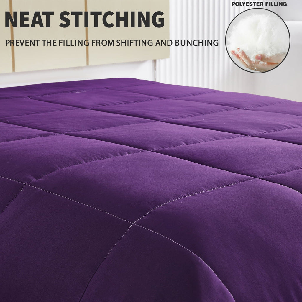 Heavyweight Warmth Lightweight Reversible 3-Piece Comforter Set All Seasons, Down Alternative Comforter with 2 Pillow Shams, Queen Size,... - All-Season Down Alternative Comforter Insert Detail