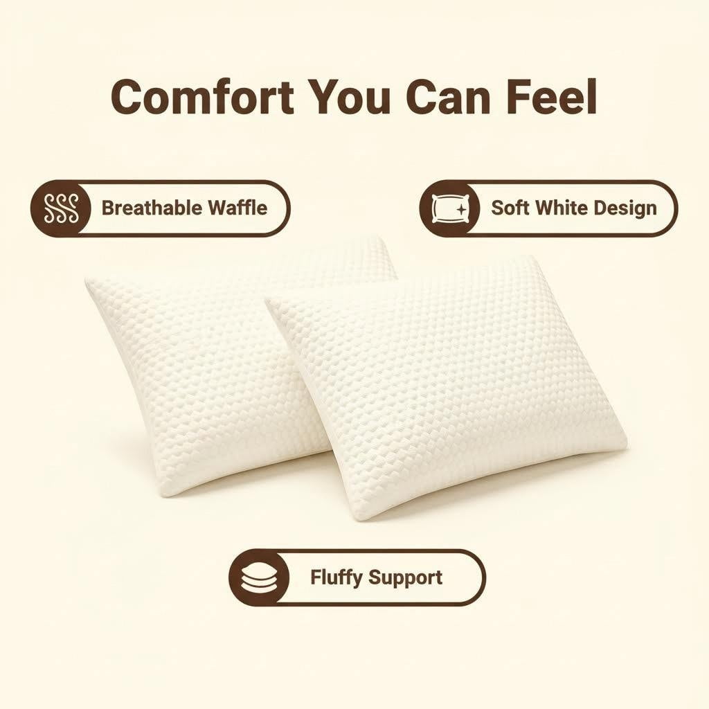 Decorative Plump Queen Size Latex Pillow (2 Pack) Shredded Natural Latex Cooling Bed Pillows for Side & Back Sleepers, Medium Firm Sup... - Hotel Quality Plush Sleeping Pillows Detail