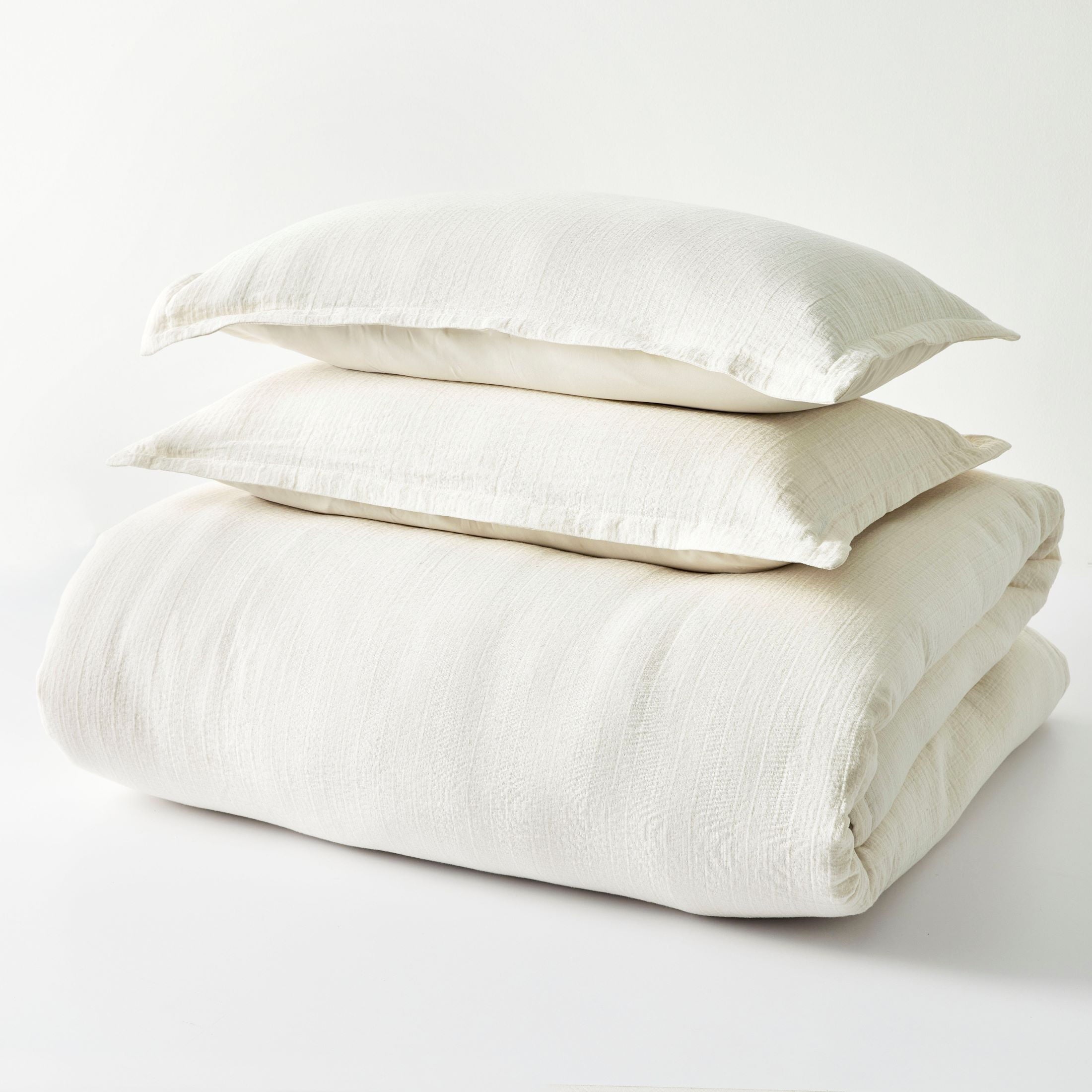 Heavyweight Warmth 3-Piece Cream Gauze Comforter Set, Adult Full/Queen - Cloud-Like Soft Lightweight Bed Comforter Detail