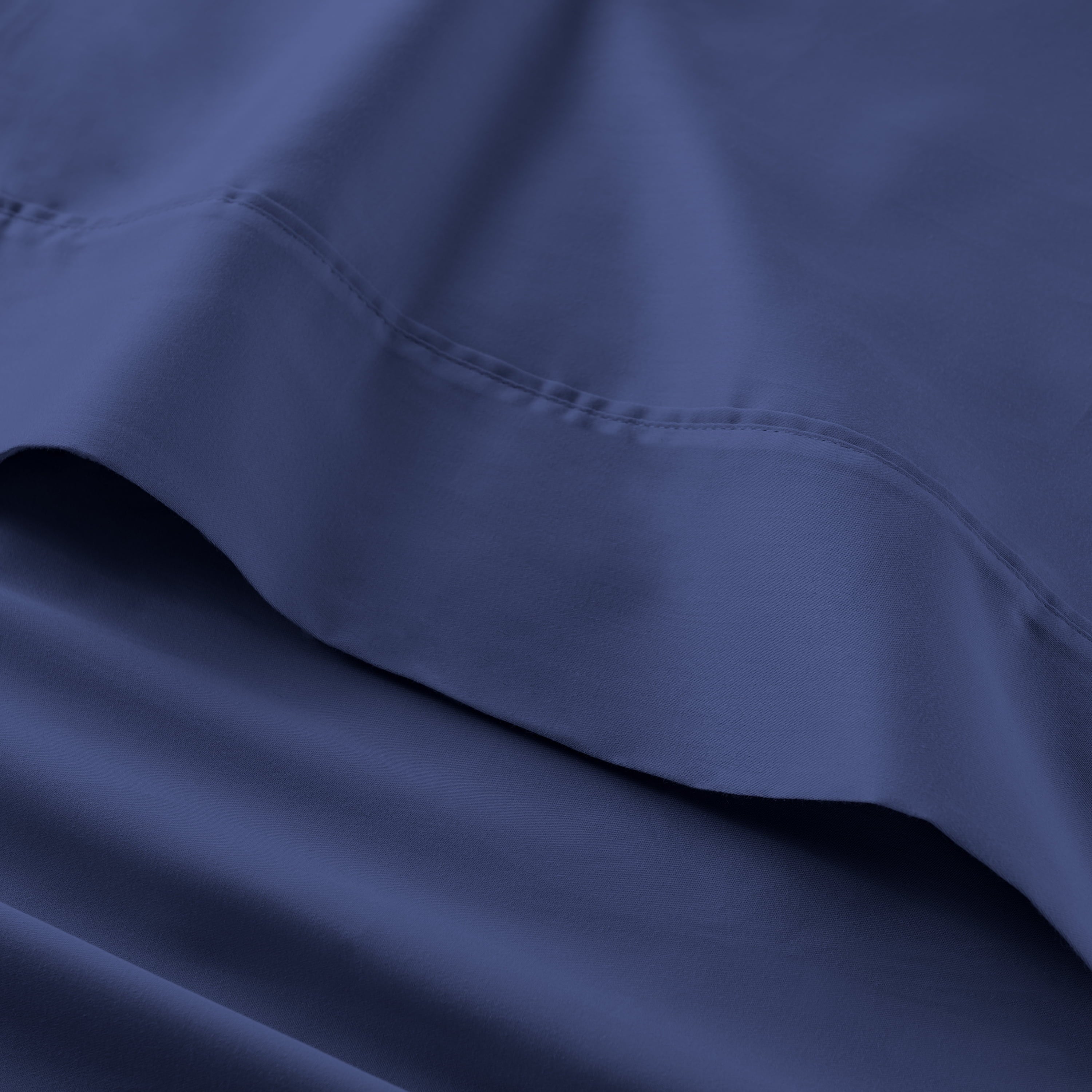 Ultra-Soft 4-Piece 300 Thread Count Blue Cove Cotton Sateen Bed Sheet Set, Queen - Cooling Hotel Quality Bedding Sheets and Pillowcases Detail