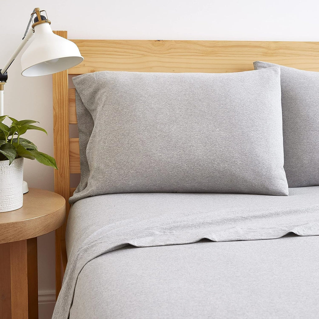 Breathable Luxury Jersey Knit Full Size Sheets 4pc|100% T-Shirt Cotton Blend Super Soft Breathable Jersey Sheets Full Size Bed, Stretch... - Cooling Hotel Quality Bedding Sheets and Pillowcases Detail