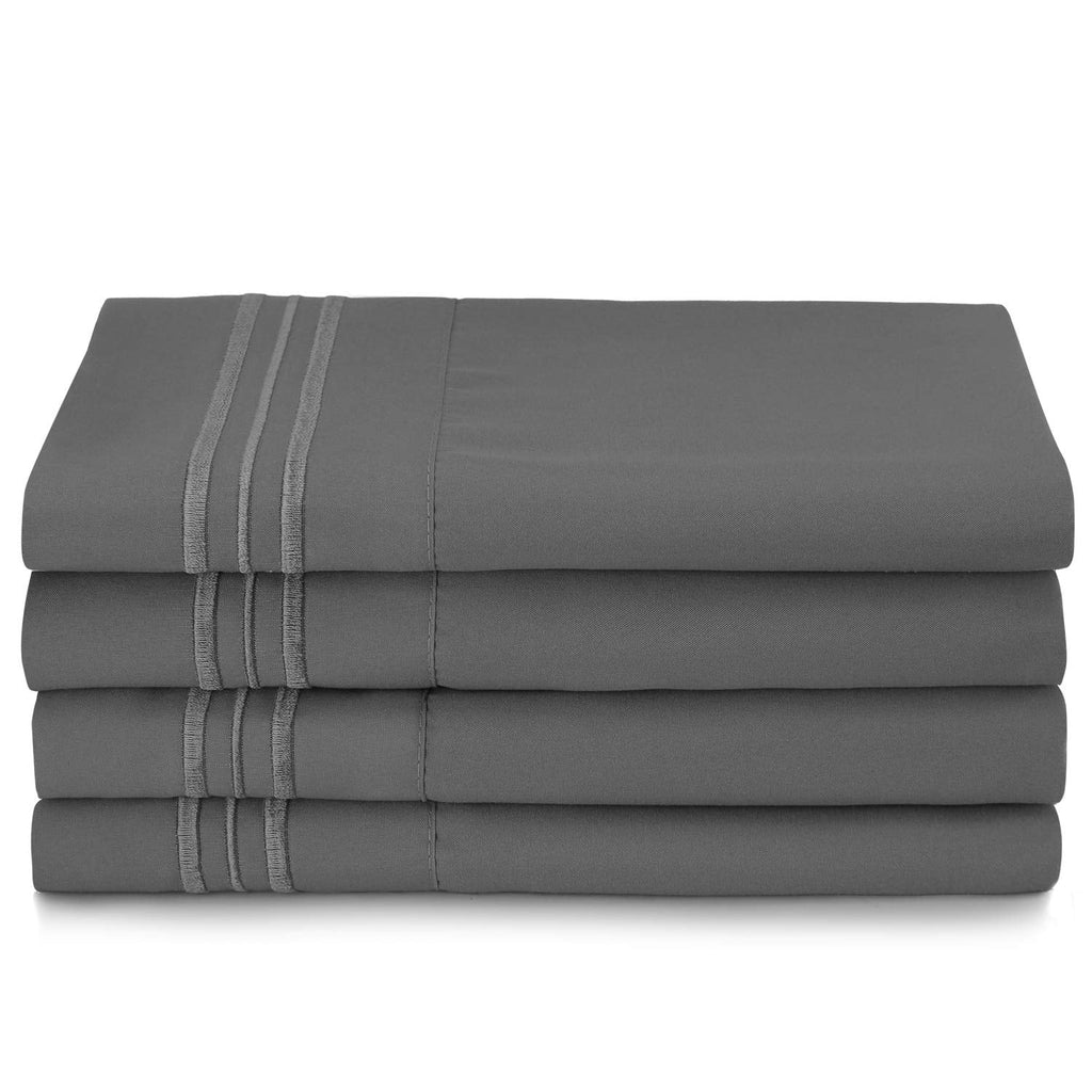 Wrinkle-Resistant 6 Piece 1800 Collection Bed Sheet Set with Extra Pillowcases, Deep Pockets Fitted Sheet, 100% Soft Microfiber, Hypoal... - Premium Ultra-Soft Pillowcase Pair for Sleeping Detail