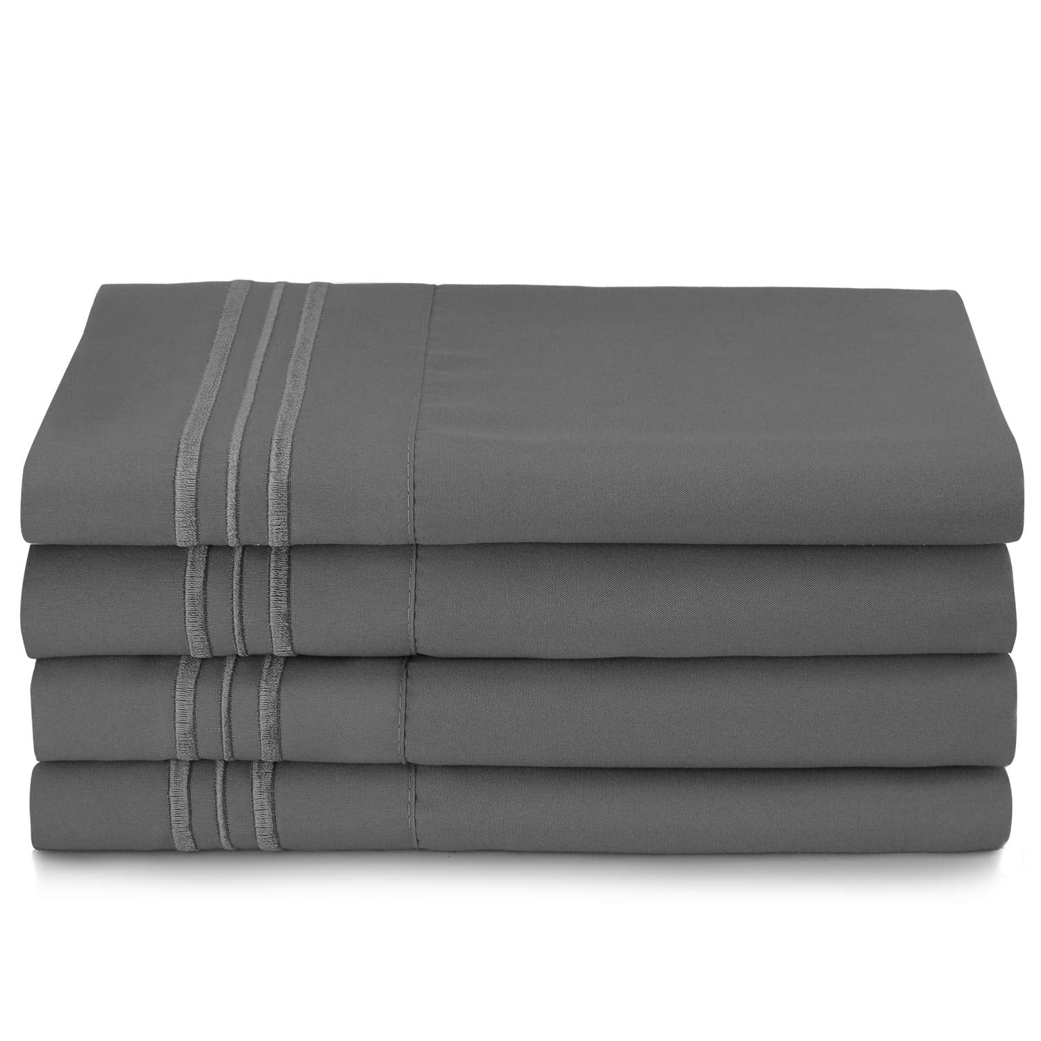Wrinkle-Resistant 6 Piece 1800 Collection Bed Sheet Set with Extra Pillowcases, Deep Pockets Fitted Sheet, 100% Soft Microfiber, Hypoal... - Premium Ultra-Soft Pillowcase Pair for Sleeping Detail