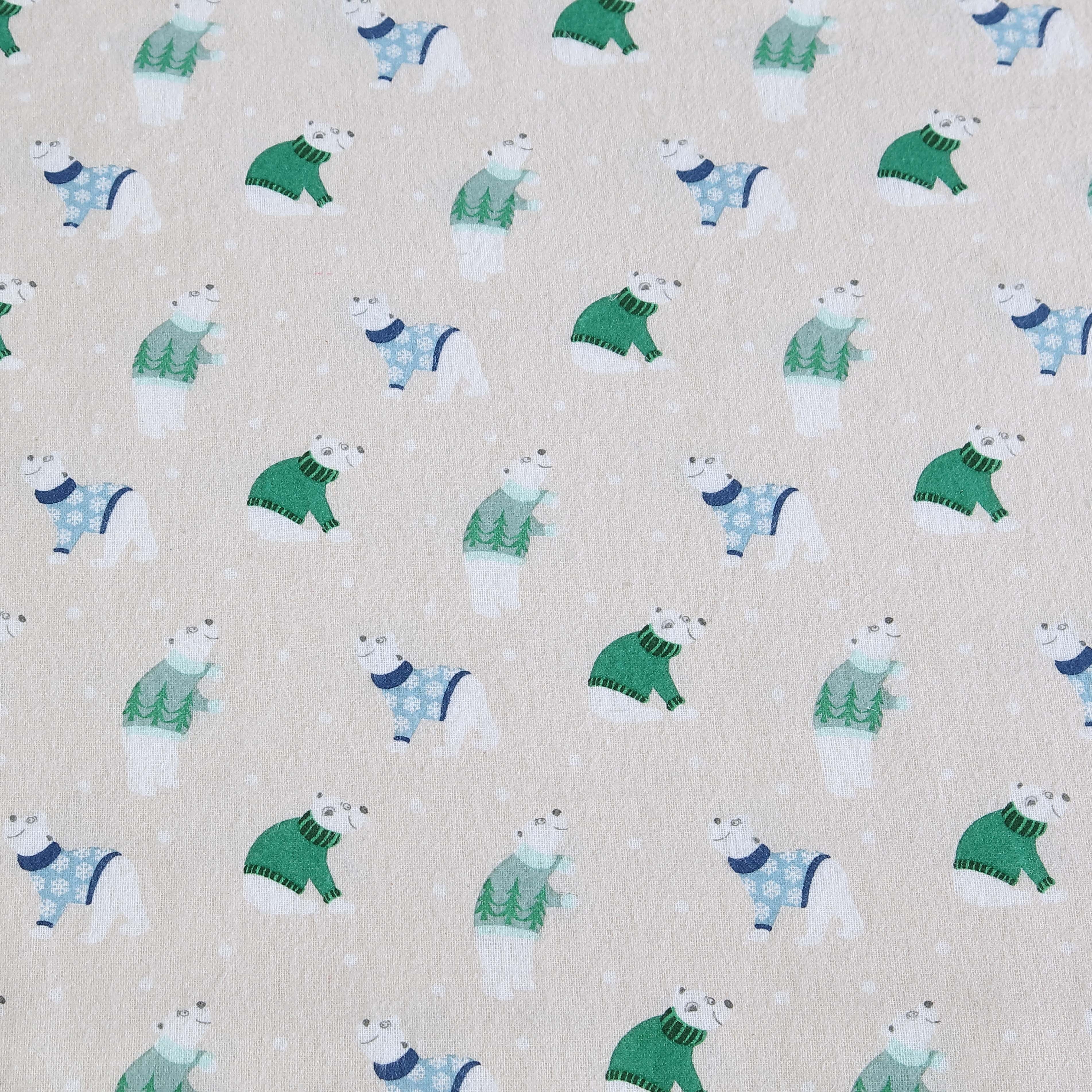 Premium Egyptian Cotton Winter Nights Cotton Flannel Sheet Set, King, Holiday Bears - Breathable Egyptian Cotton Flat & Fitted Sheets Detail