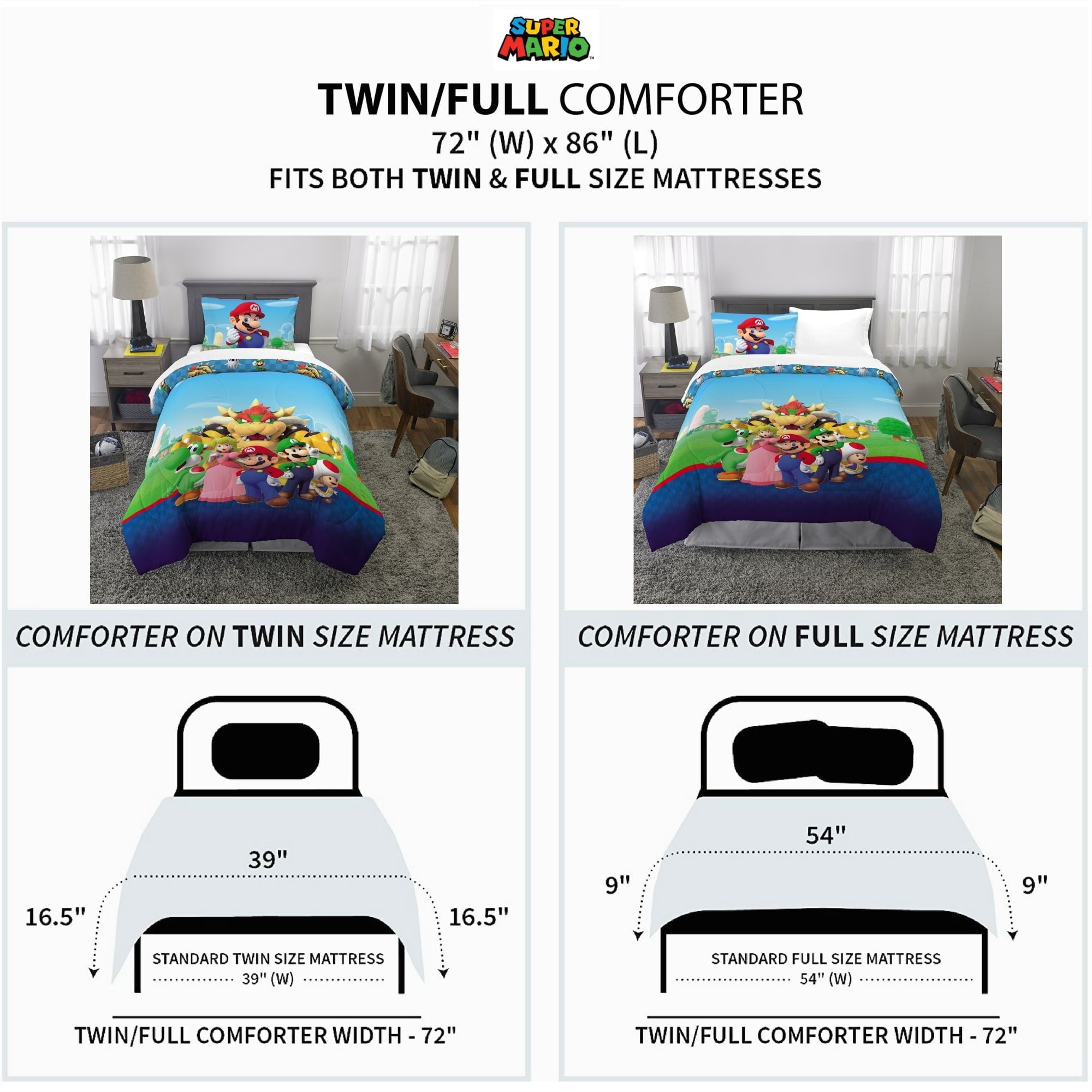 Hypoallergenic Cloud Kids Comforter and Pillowcase, 2-Piece Set, Twin/Full, Reversible - Hypoallergenic Ultra-Fluffy Quilt for Winter Detail