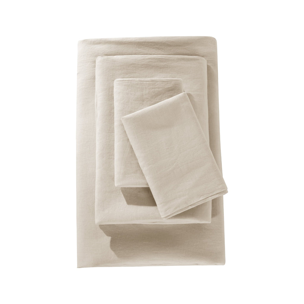 Ultra-Soft Natural Linen Cotton Bed Sheets Set, Deep Pocket - Breathable - Durable - 4 Pieces (Linen, Queen) - Premium Ultra-Soft Pillowcase Pair for Sleeping Detail