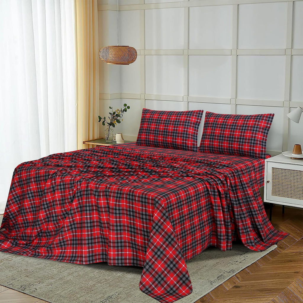 Wrinkle-Resistant Flannel Sheets Queen Size - 100% Cotton Double Brushed Bed Sheets, Deep Pockets 16 Inches Queen Sheet Set, All Season... - Premium Ultra-Soft Pillowcase Pair for Sleeping Detail