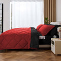 All-Season 7 Piece Reversible Queen Comforter Set - Red Quilted Down Alternative Bedding All Season Super Soft Microfiber Bed in... - Luxurious Quilted Duvet Cover Set - Default Title