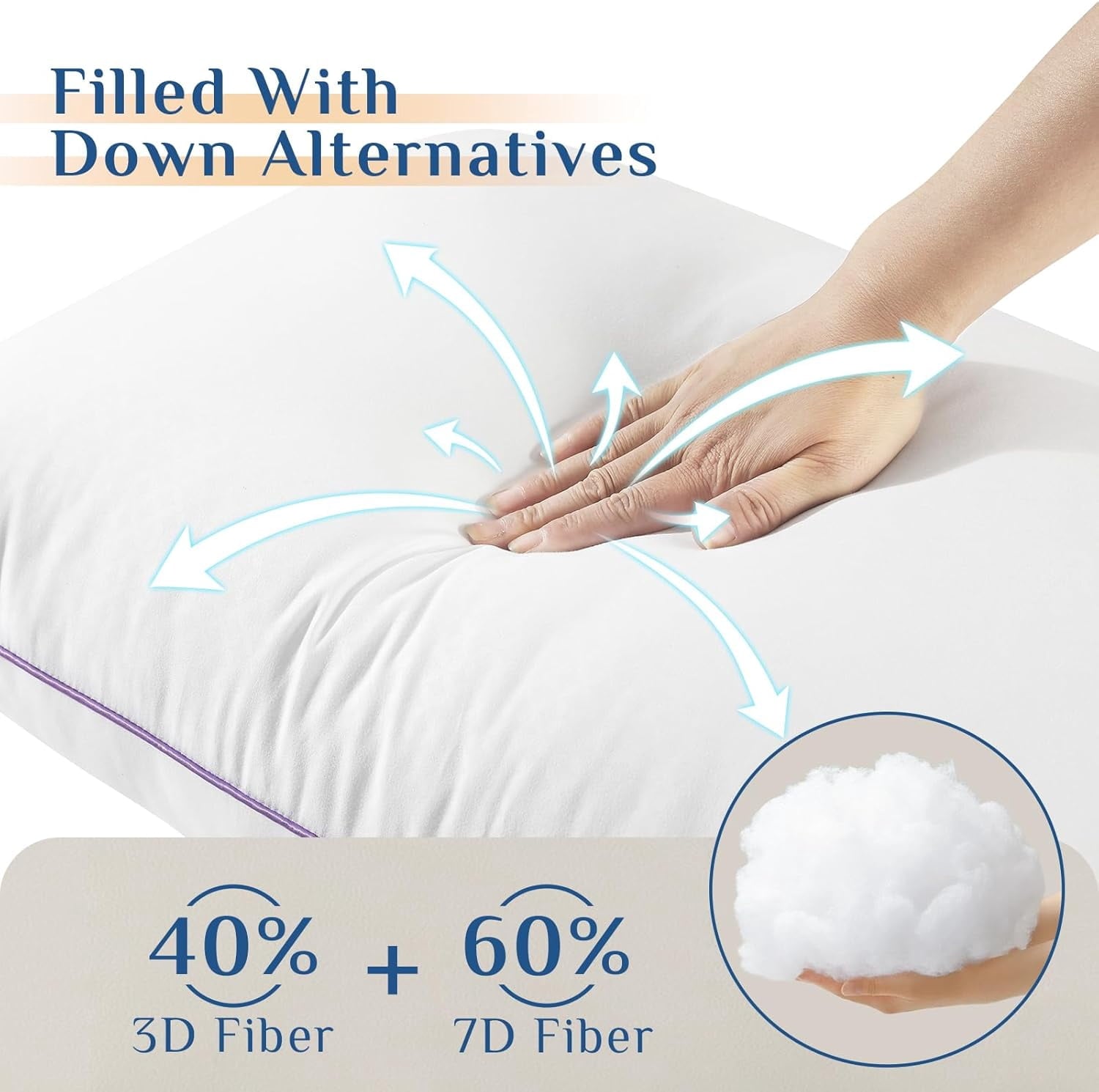 Orthopedic Support Set of 4, Cooling and Supportive Bed with Super Soft Down Alternative Fill, Luxury Fluffy Hotel Quality for Side, Bac... - Hotel Quality Plush Sleeping Pillows Detail