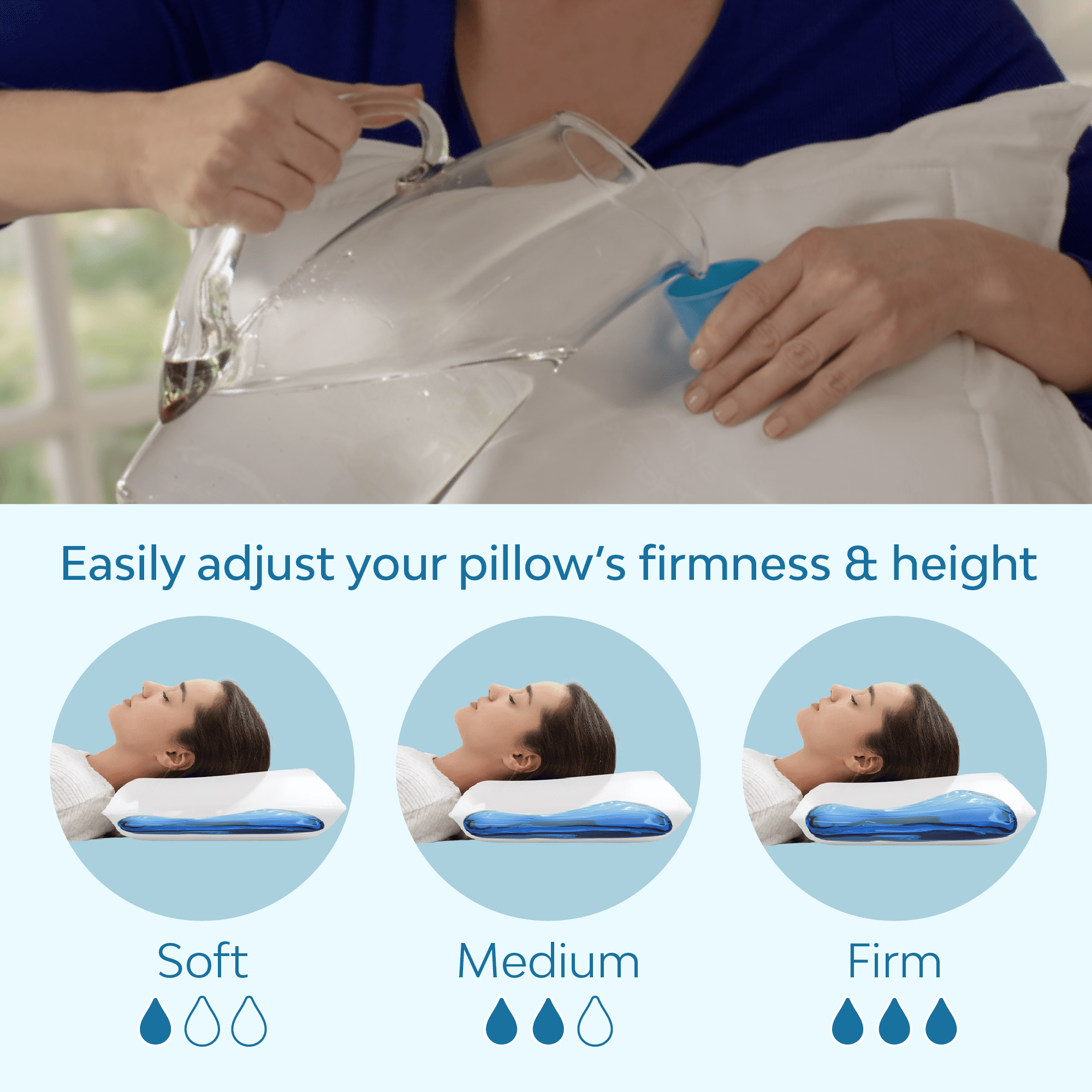 Decorative Plump Fiber Water Pillow: Adjustable Pillow for Neck Pain Relief, Pillow for Side, Back, and Stomach Sleepers, The Original... - Orthopedic Shredded Foam Bed Pillow Set Detail
