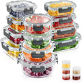 Playful Geometric 34pcs Glass Food Storage Containers with Lids Set, Airtight Meal Prep Containers (17 Containers & 17 Lids), Grey - Fun Food Fidget Cookie Squishable Toy - Default Title