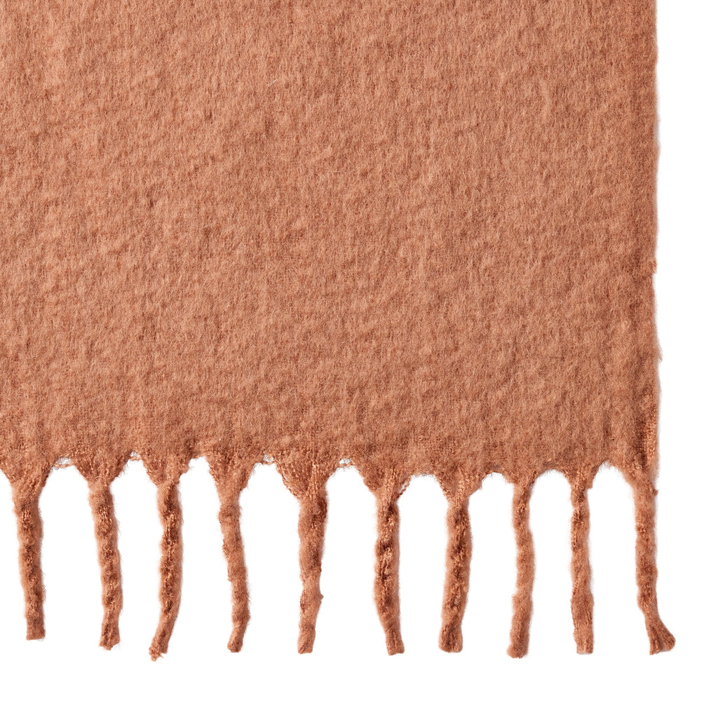 Super Soft Flannel Faux Mohair Cozy Couch Throw Blanket Terracotta Clay, 50x72" - Luxury Knitted Decorative Throw Blanket with Fringes Detail