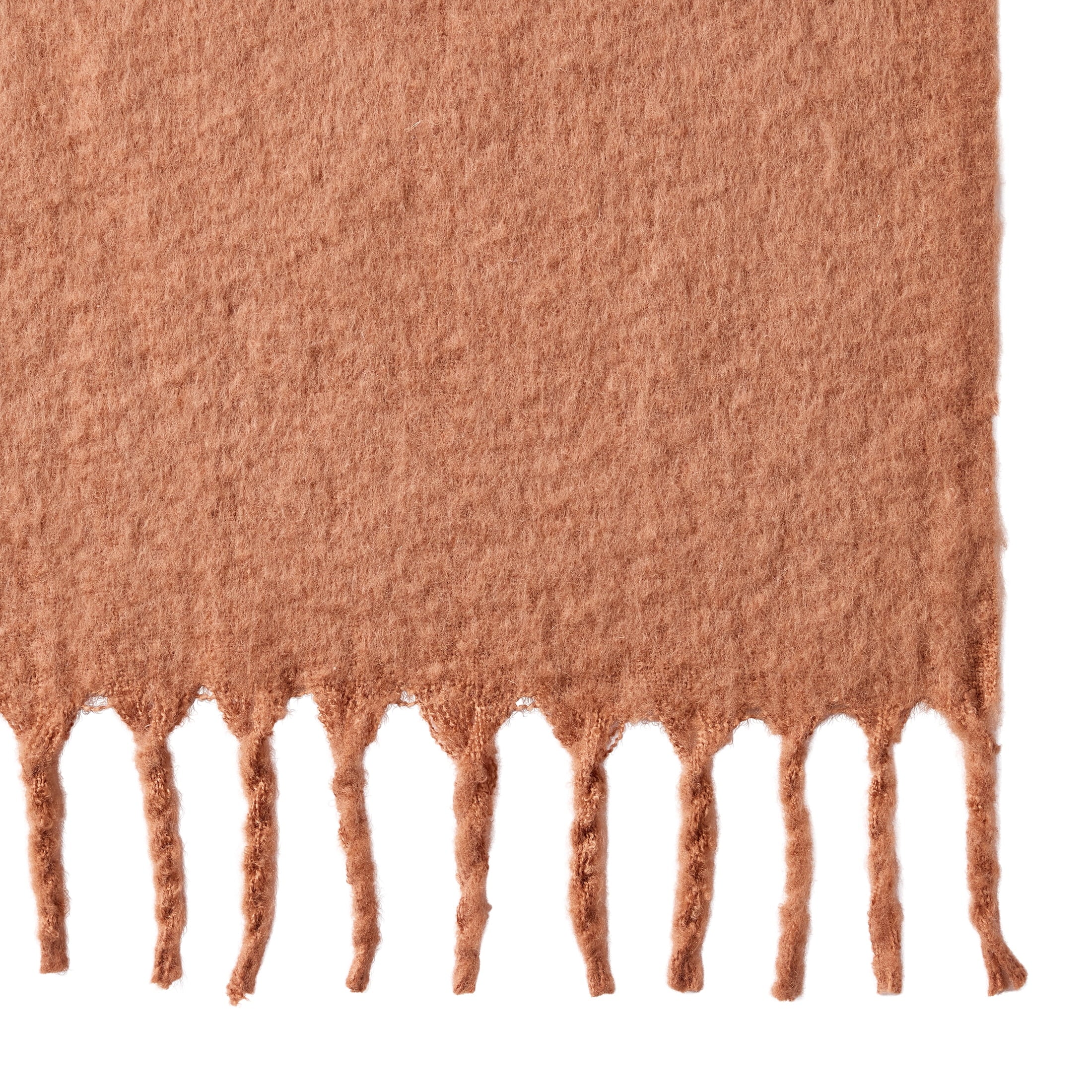 Super Soft Flannel Faux Mohair Cozy Couch Throw Blanket Terracotta Clay, 50x72" - Luxury Knitted Decorative Throw Blanket with Fringes Detail