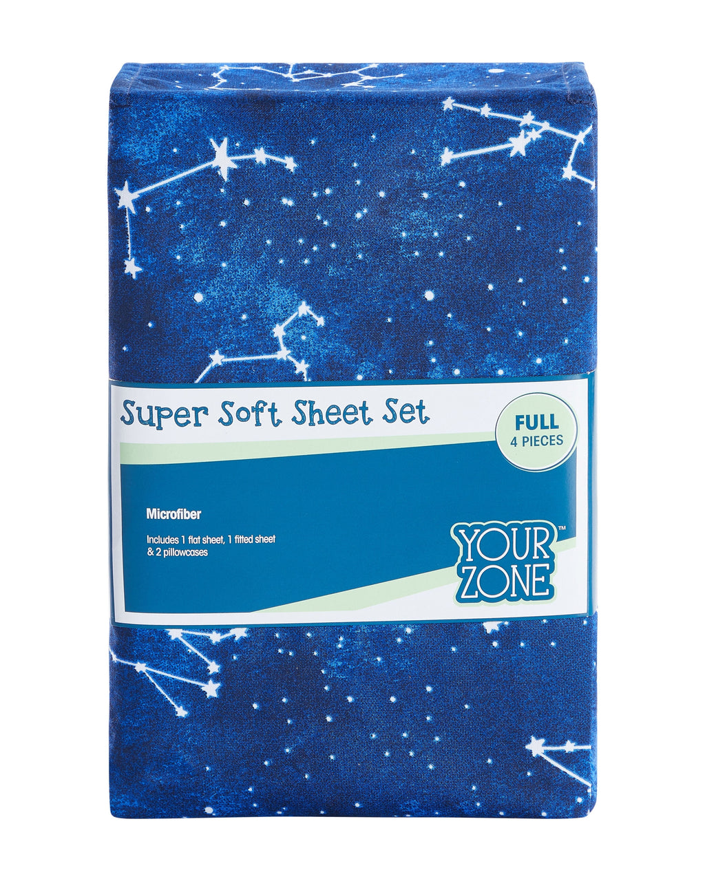 Ultra-Soft Kids Soft Microfiber Sheet Set, Navy Blue Stars, Full, 4 Pieces, Easy Care - Breathable Egyptian Cotton Flat & Fitted Sheets Detail