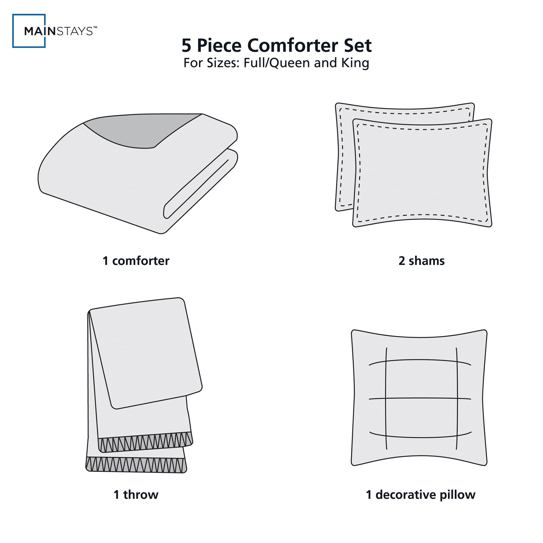 Heavyweight Warmth 5-Piece Papyrus Beige Waffle Comforter Set, Full/Queen - All-Season Down Alternative Comforter Insert Detail