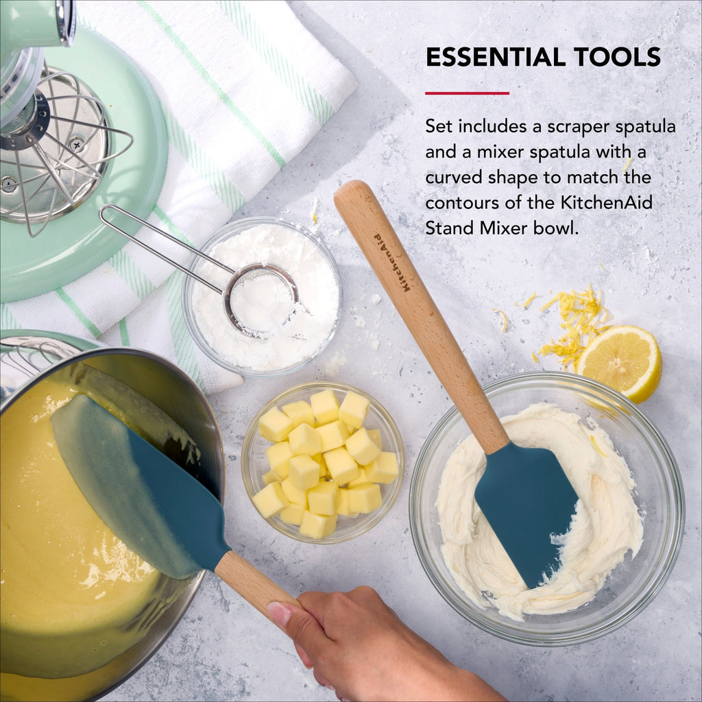 Professional Grade 2-Piece Silicone Mixing Spatula and Scraper Set for Cooking, Agave - Professional Kitchen Tool for Culinary Enthusiasts Detail