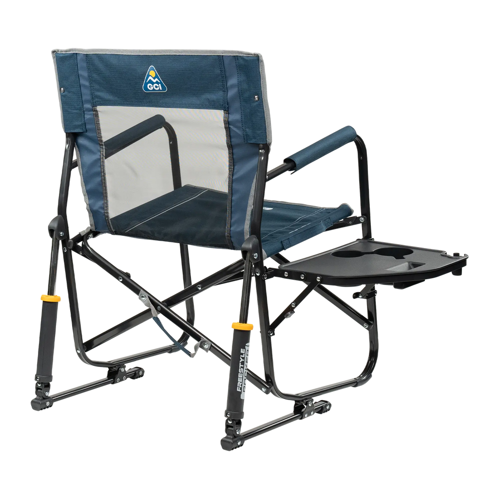 Premium All-Weather Freestyle Rocker with Side Table - Choice 853 - Heavy-Duty Kickback Rocker with Beverage Holder Detail