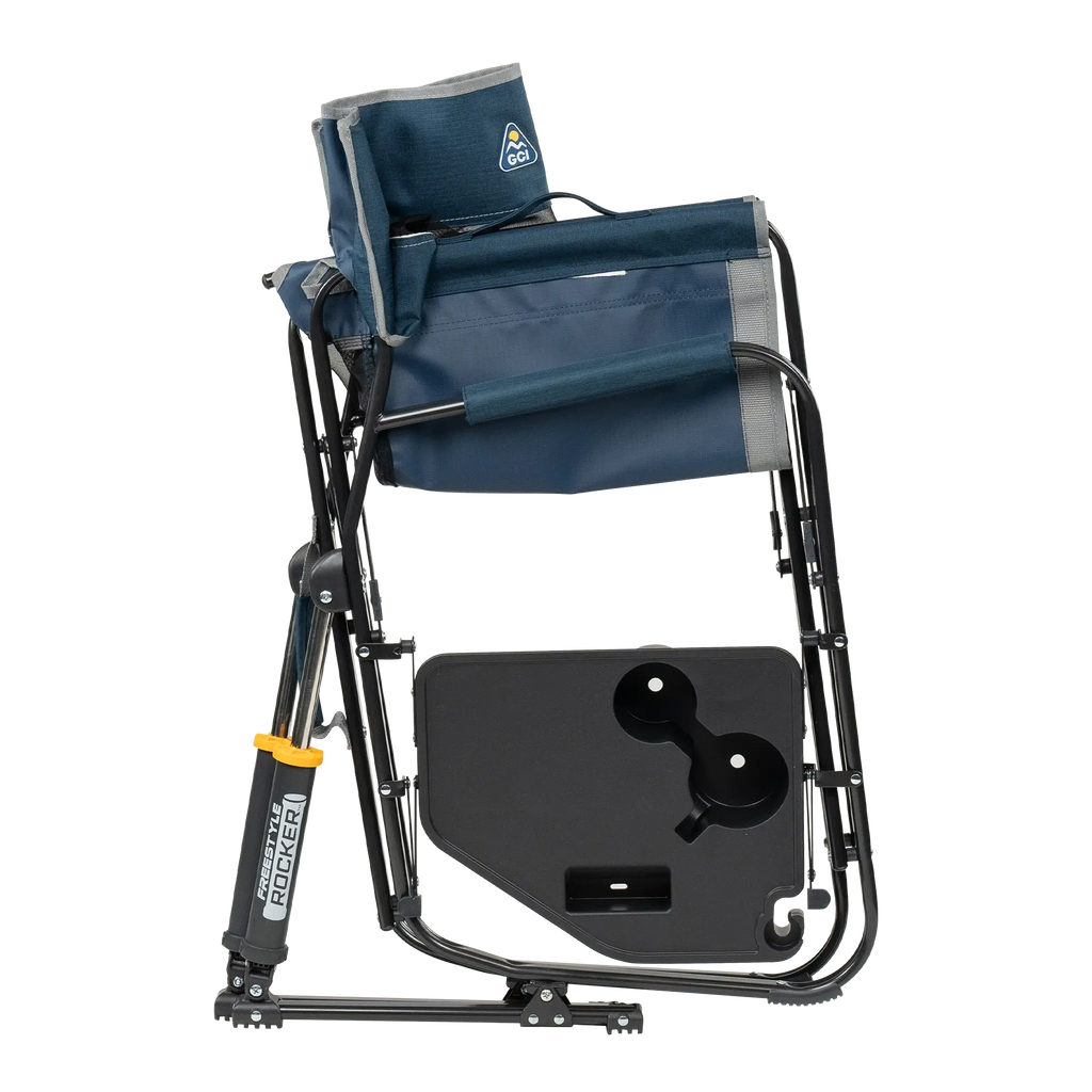 Premium All-Weather Freestyle Rocker with Side Table - Choice 853 - Heavy-Duty Kickback Rocker with Beverage Holder Detail
