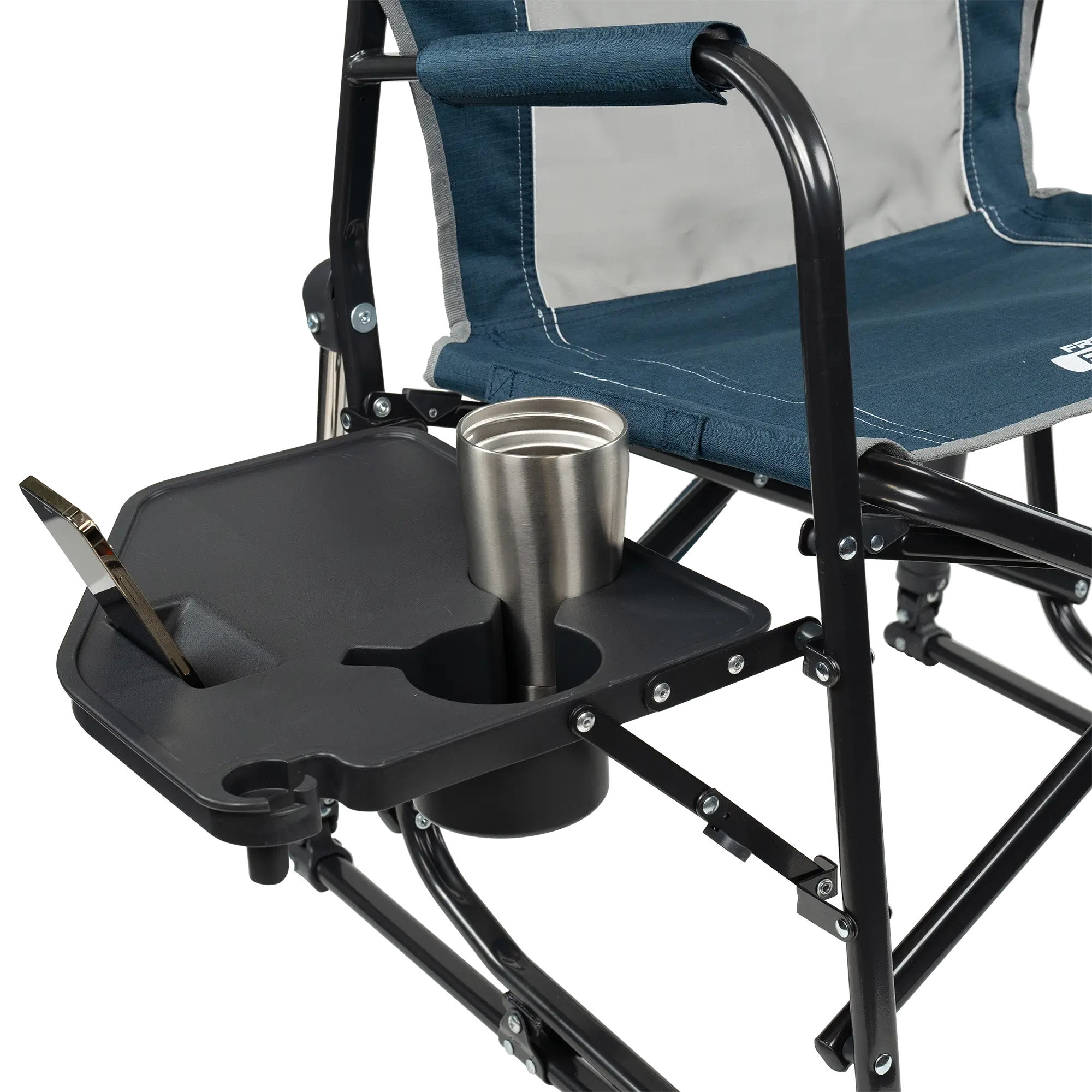 Premium All-Weather Freestyle Rocker with Side Table - Choice 853 - Heavy-Duty Kickback Rocker with Beverage Holder Detail